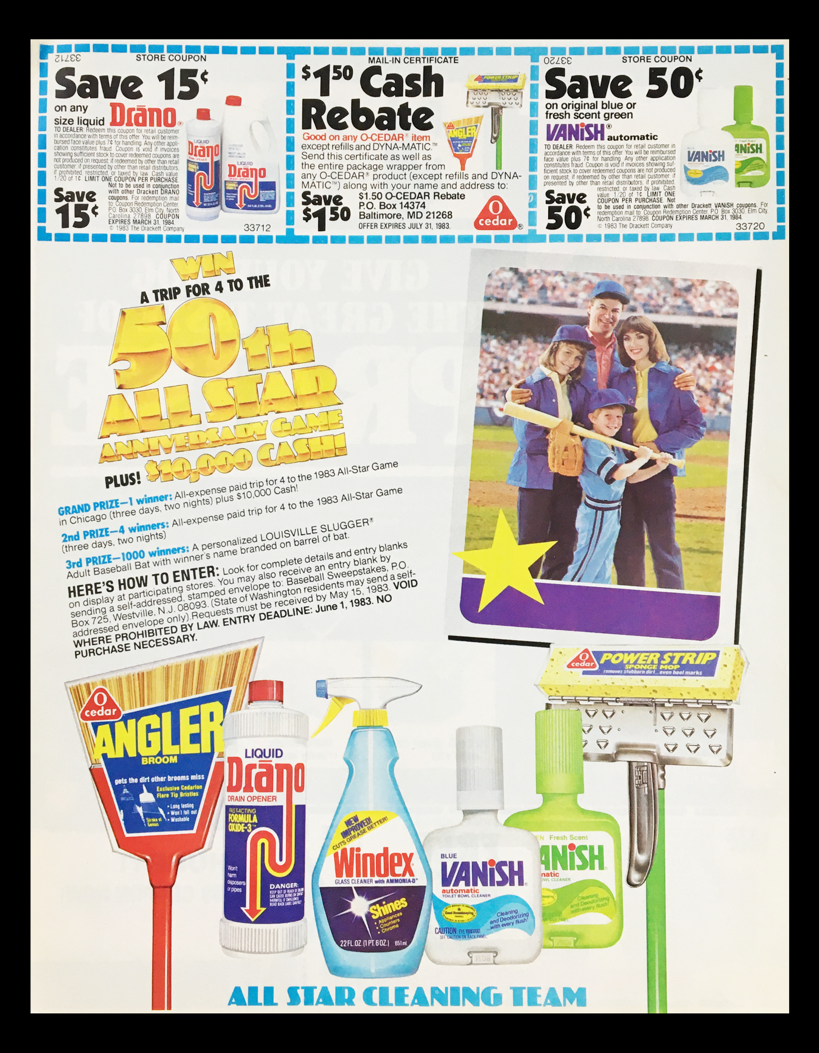 1983 Cedar All-Star Cleaning Game Circular Coupon Advertisement