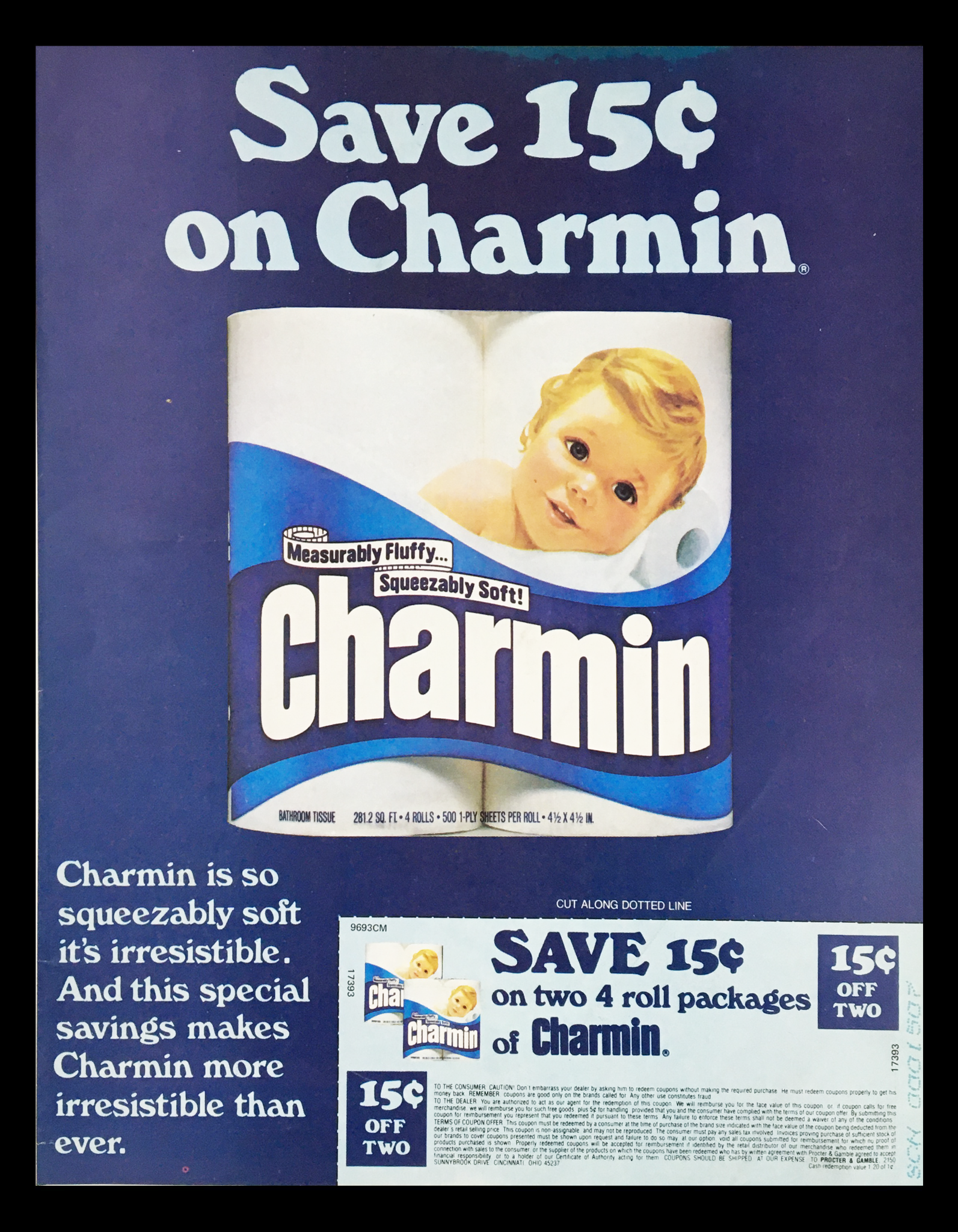 1983 Charmin Two 4 Roll Package Circular Coupon Advertisement