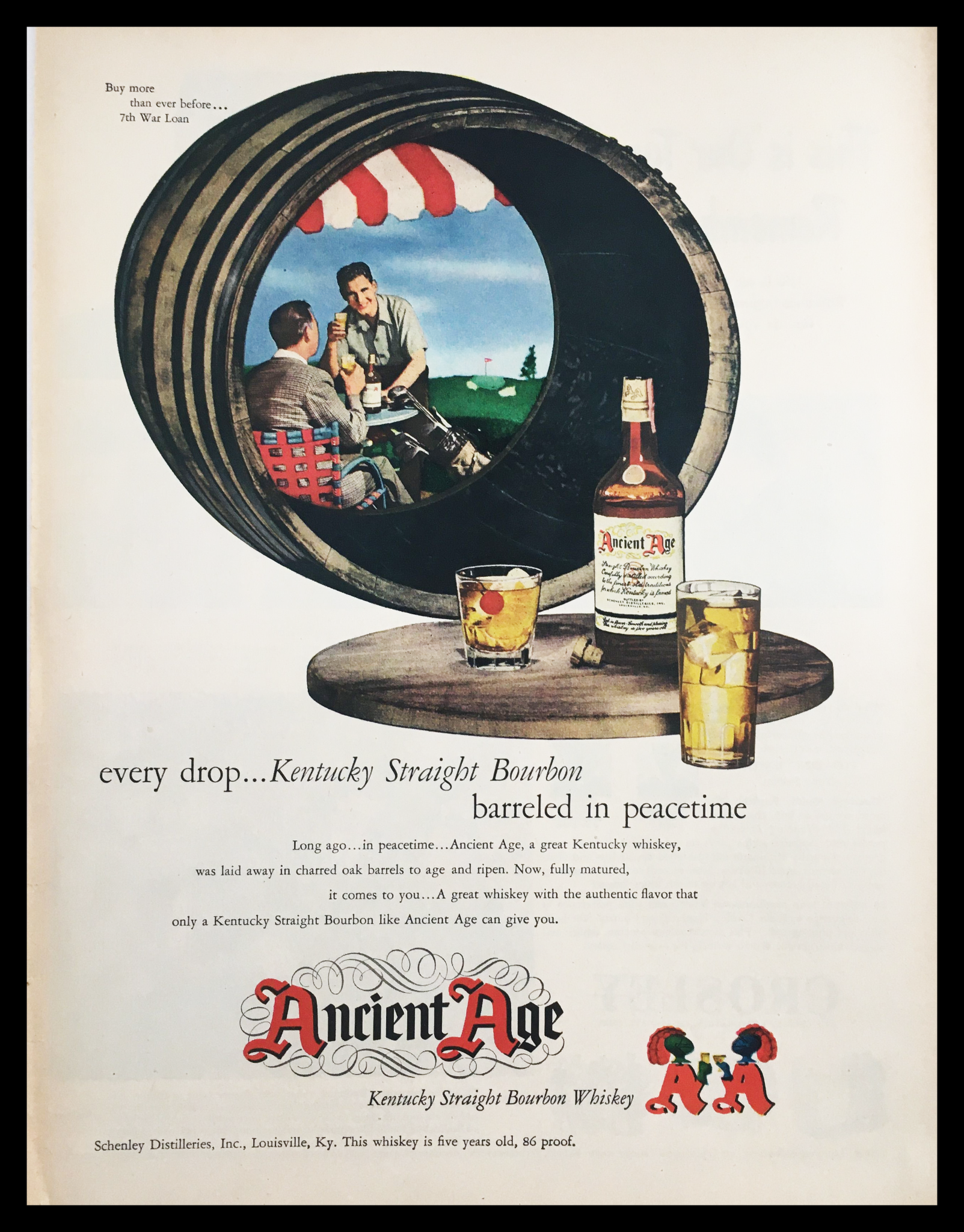 1945 Ancient Age Kentucky Straight Bourbon Vintage Print Ad