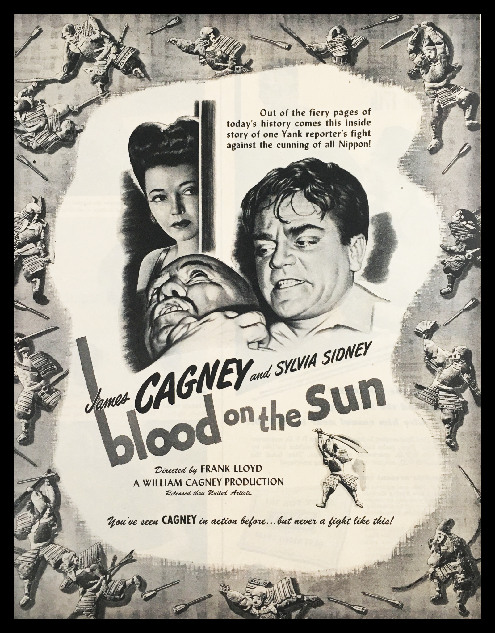 1945 James Cagney & Sylvia Sidney in Blood on the Sun Vintage Print Ad