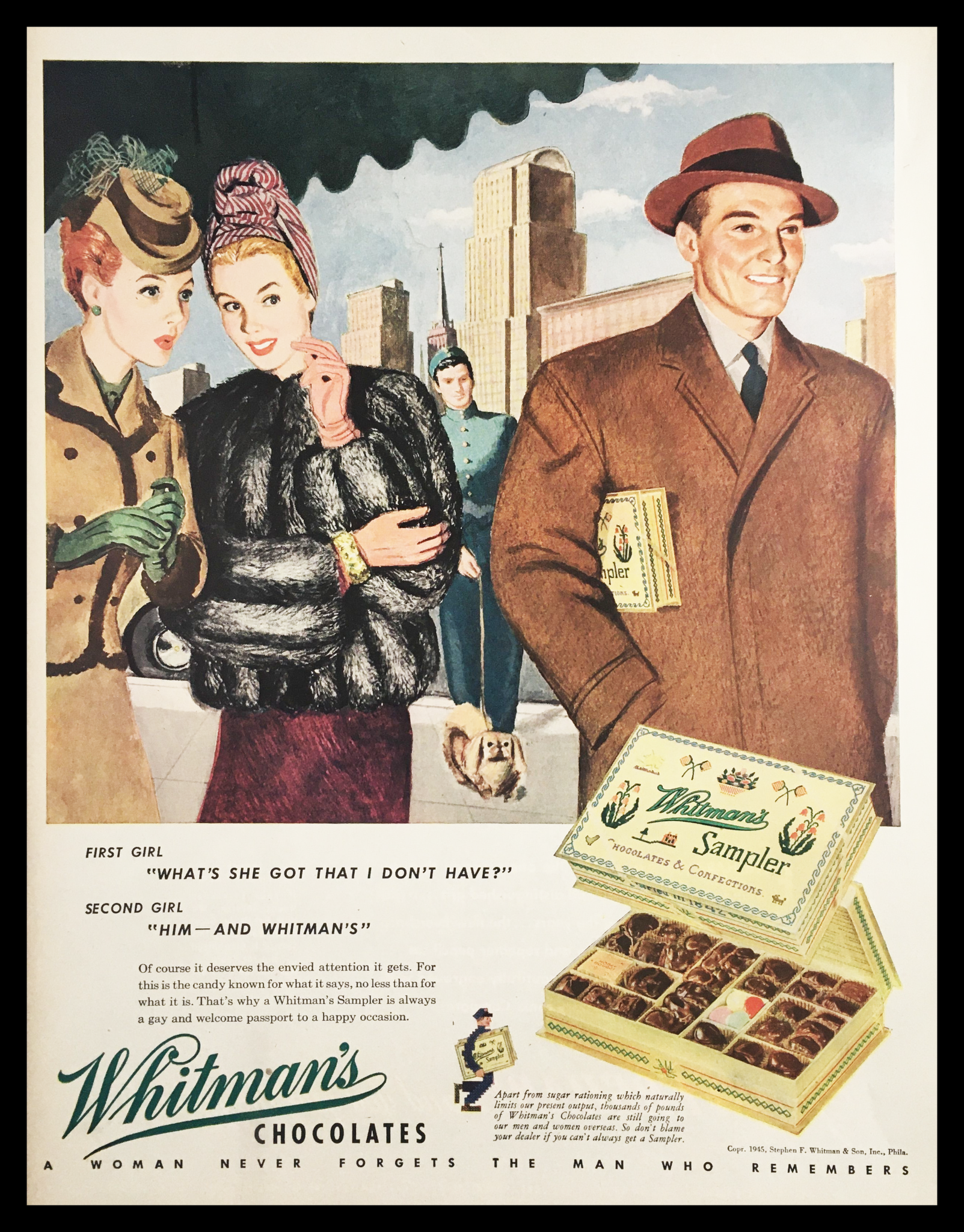 1945 Whitman's Chocolates & Confections Vintage Print Ad