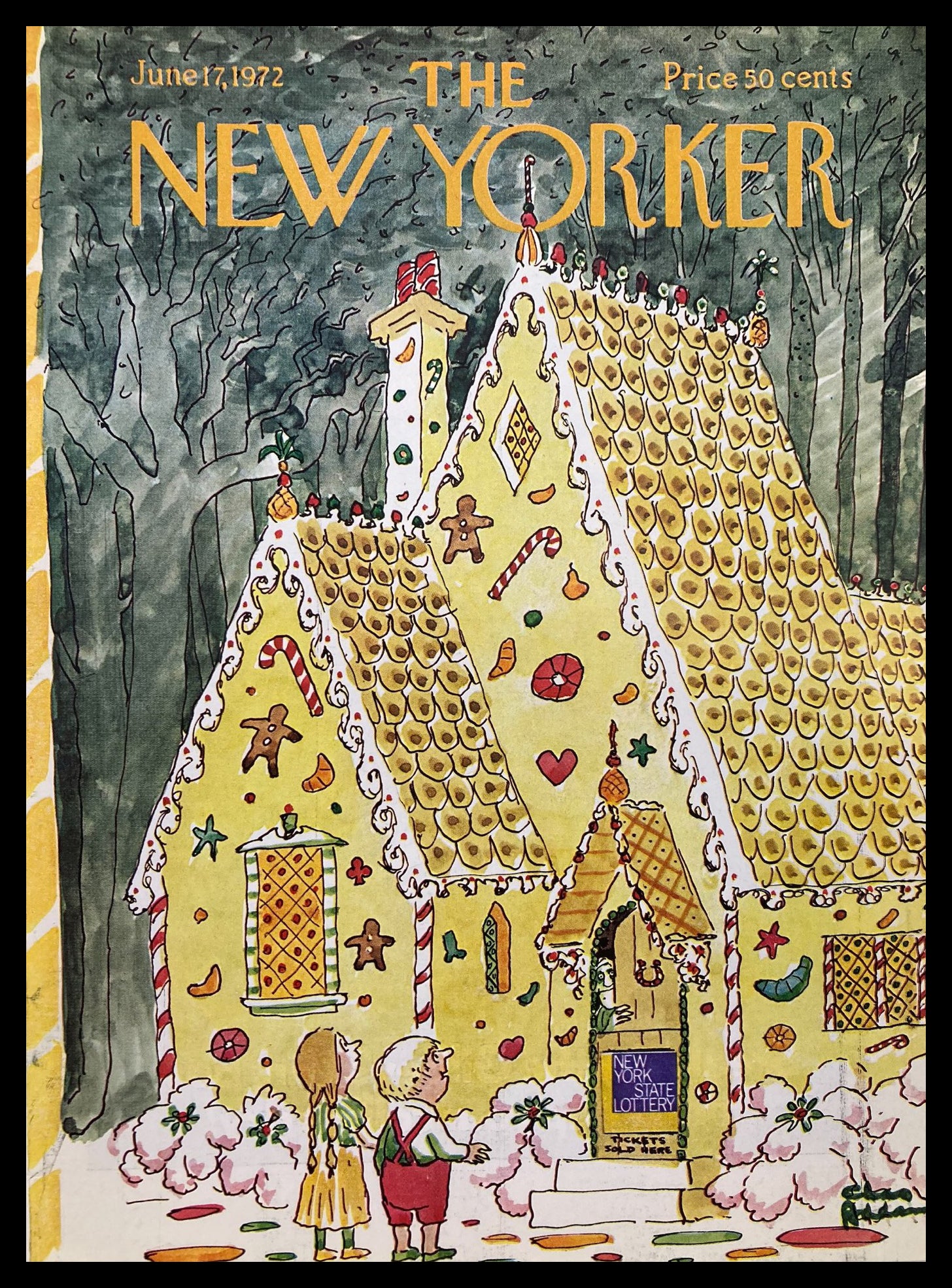 COVER ONLY The New Yorker June 17 1972 Lottery House by Chas Addams No Label