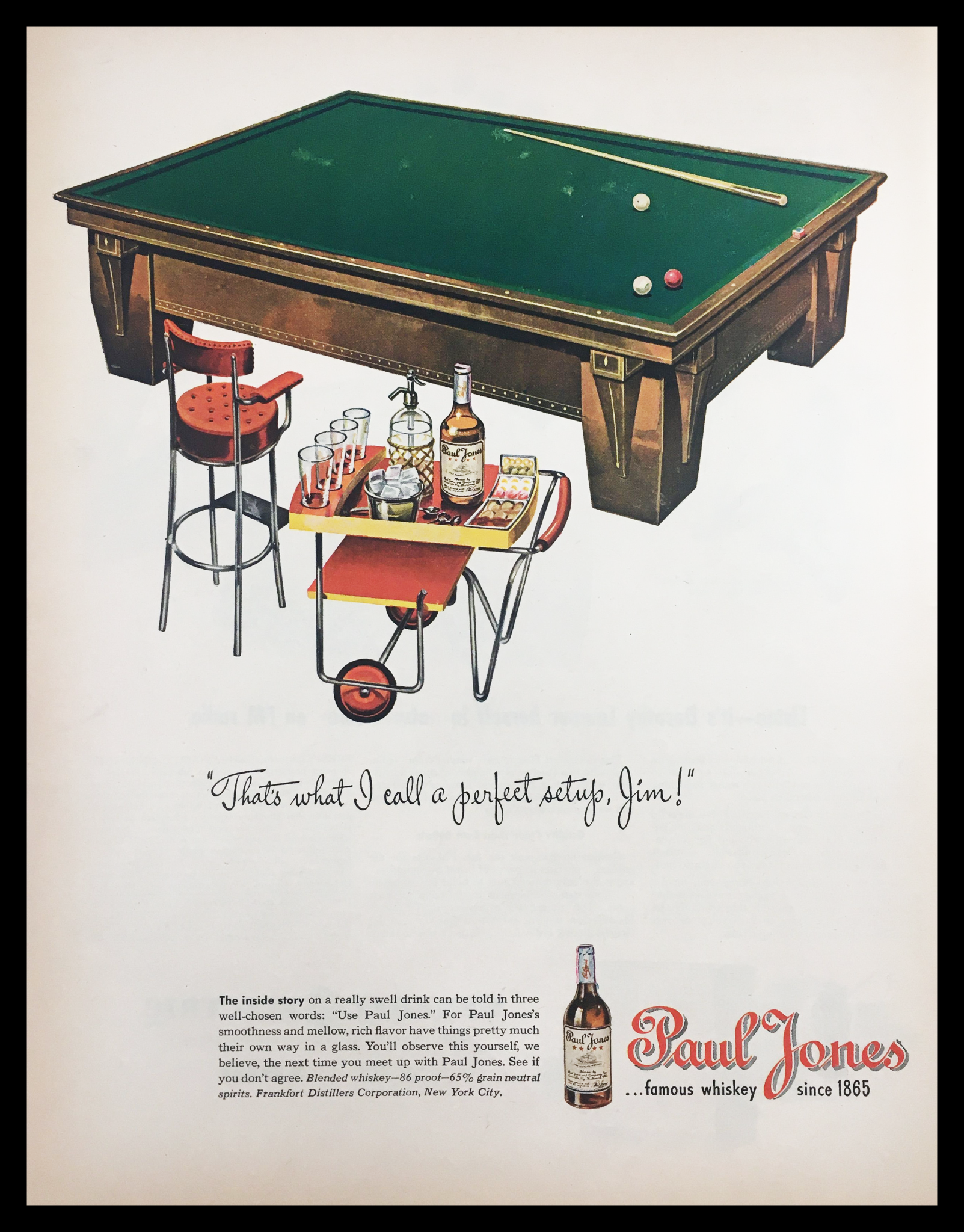 1945 Paul Jones Famous Whiskey Vintage Print Ad