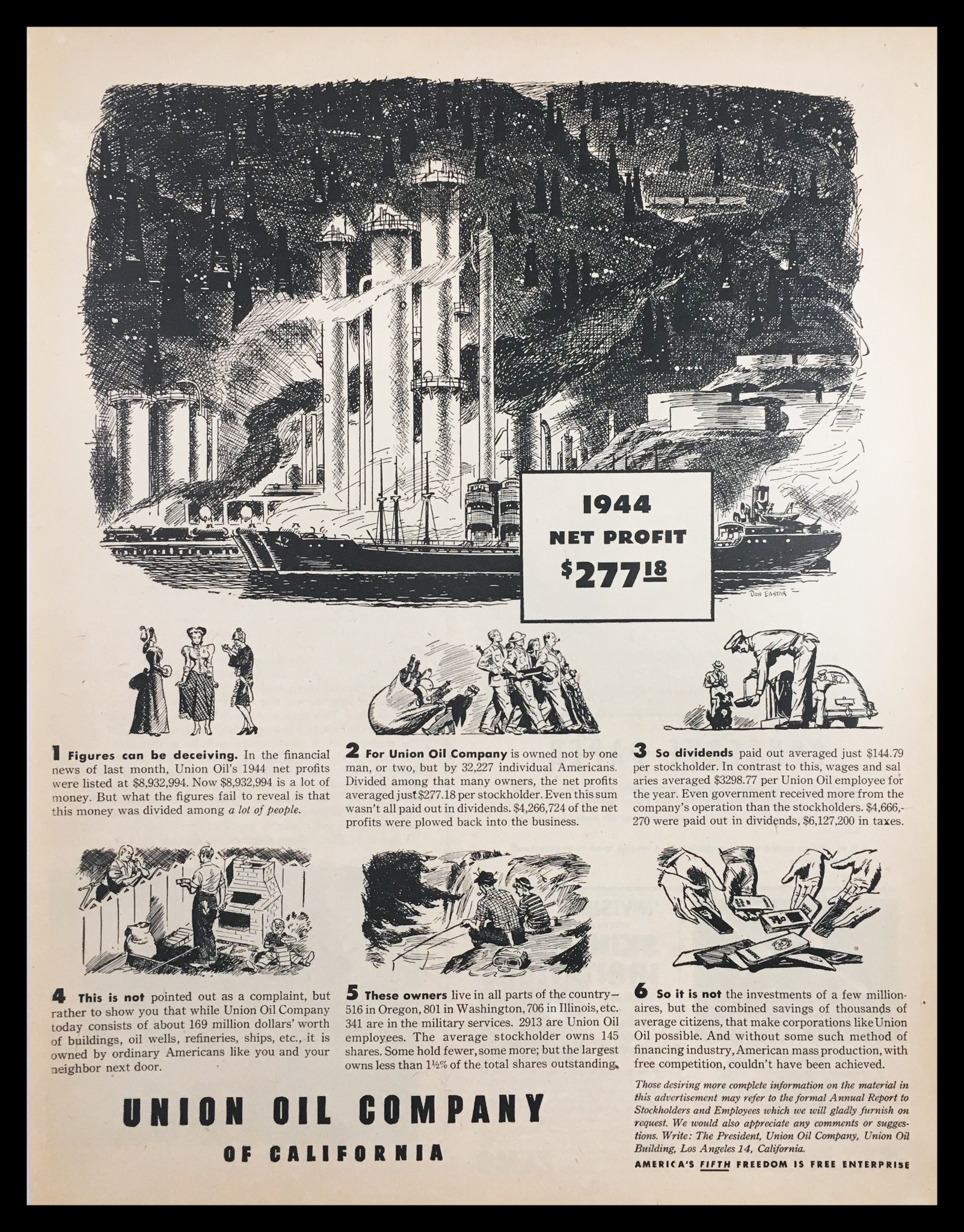 1945 Union Oil Company of California Vintage Print Ad