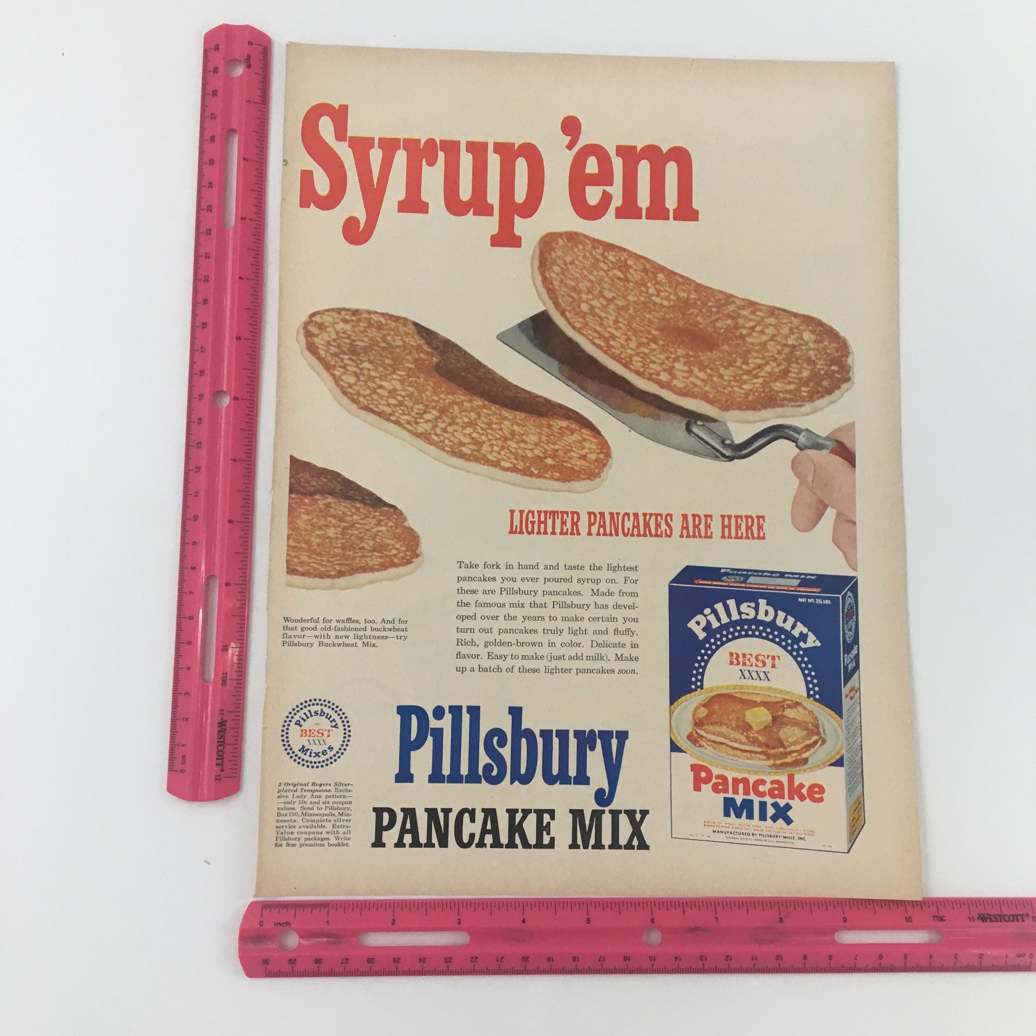 1950 Pillsbury Best Light Pancake Mix Vintage Print Ad