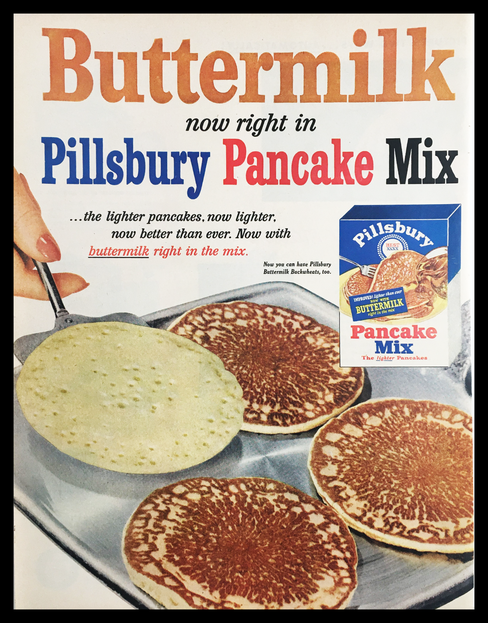 1956 Pillsbury Buttermilk Pancake Mix Vintage Print Ad