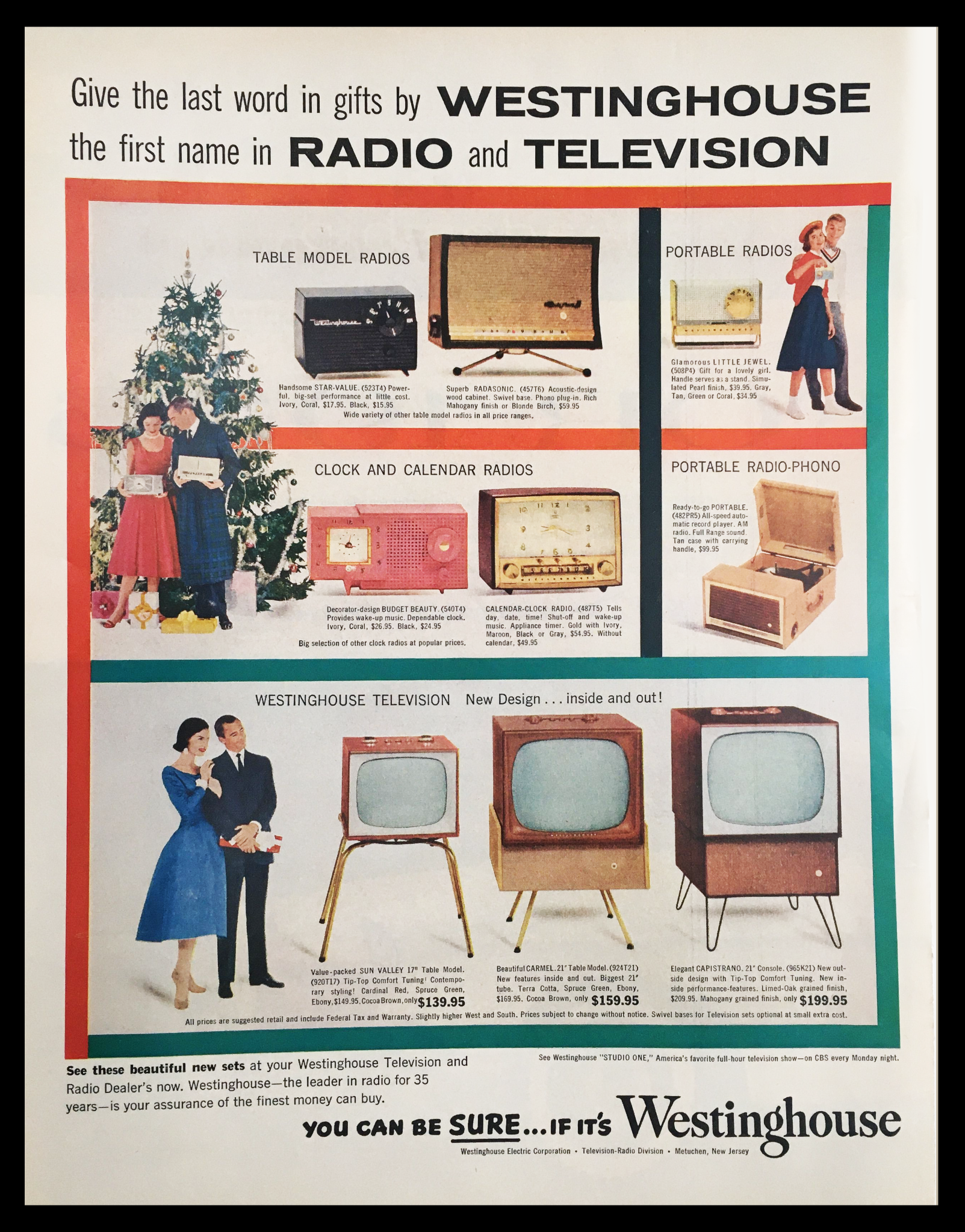 1955 Westinghouse Radio and Television Vintage Print Ad