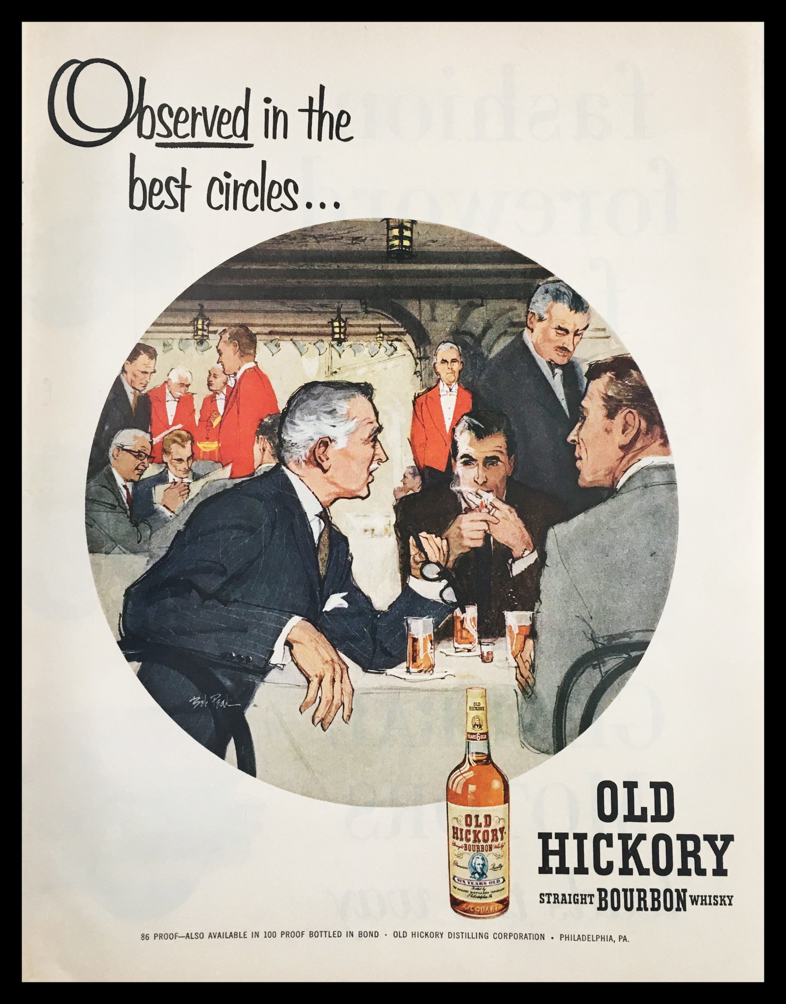 1955 Old Hickory Straight Bourbon Whisky Vintage Print Ad