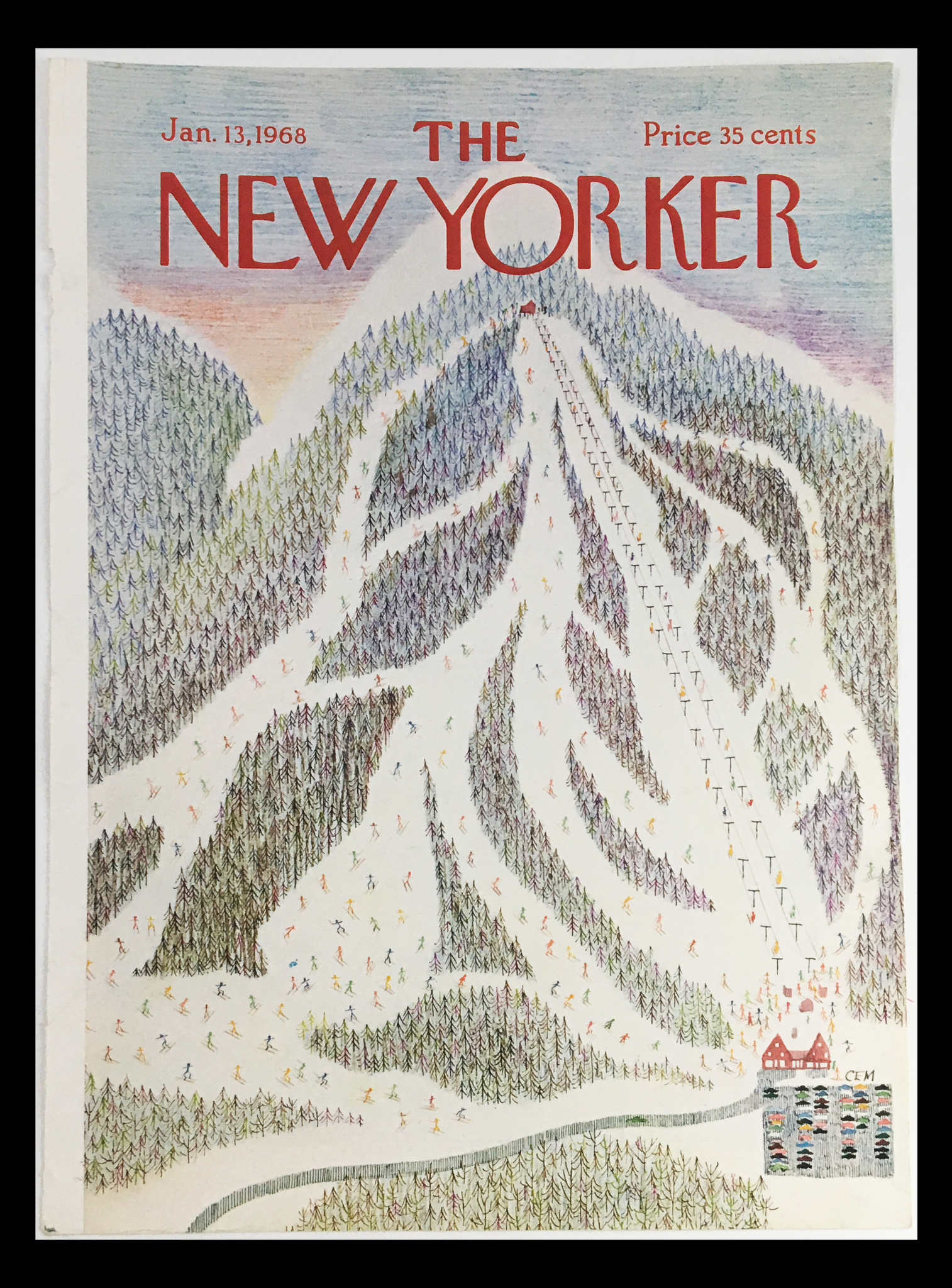 COVER ONLY The New Yorker January 13 1968 Full Cover Theme by Charles E. Martin