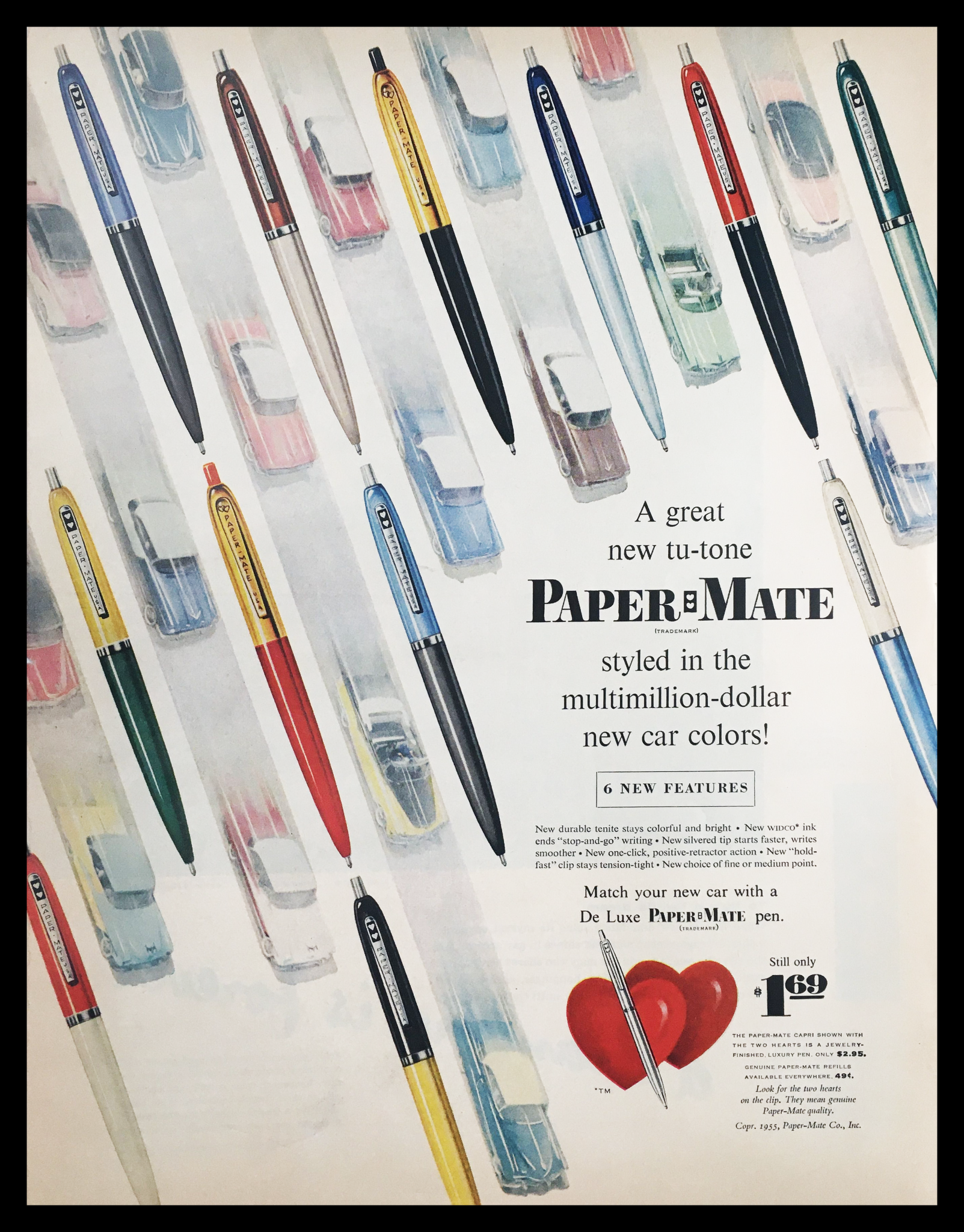 1955 De Luxe Paper Mate Pen Vintage Print Ad