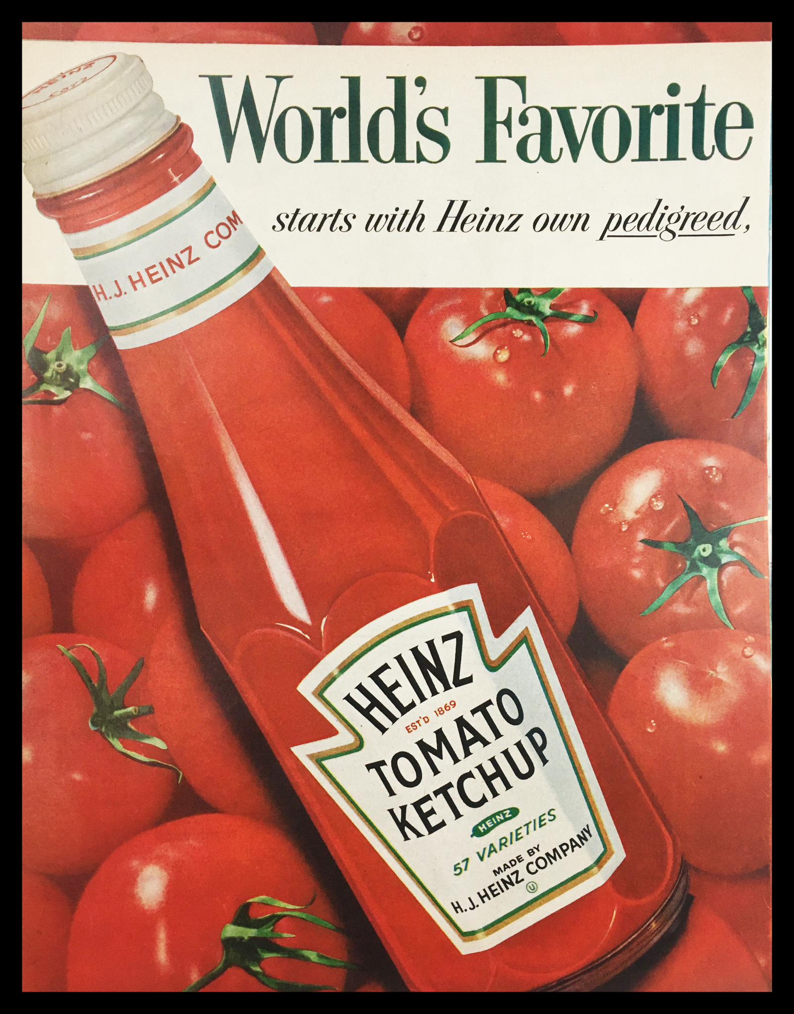 1955 Heinz Tomato Ketchup 57 Varieties Vintage Print Ad