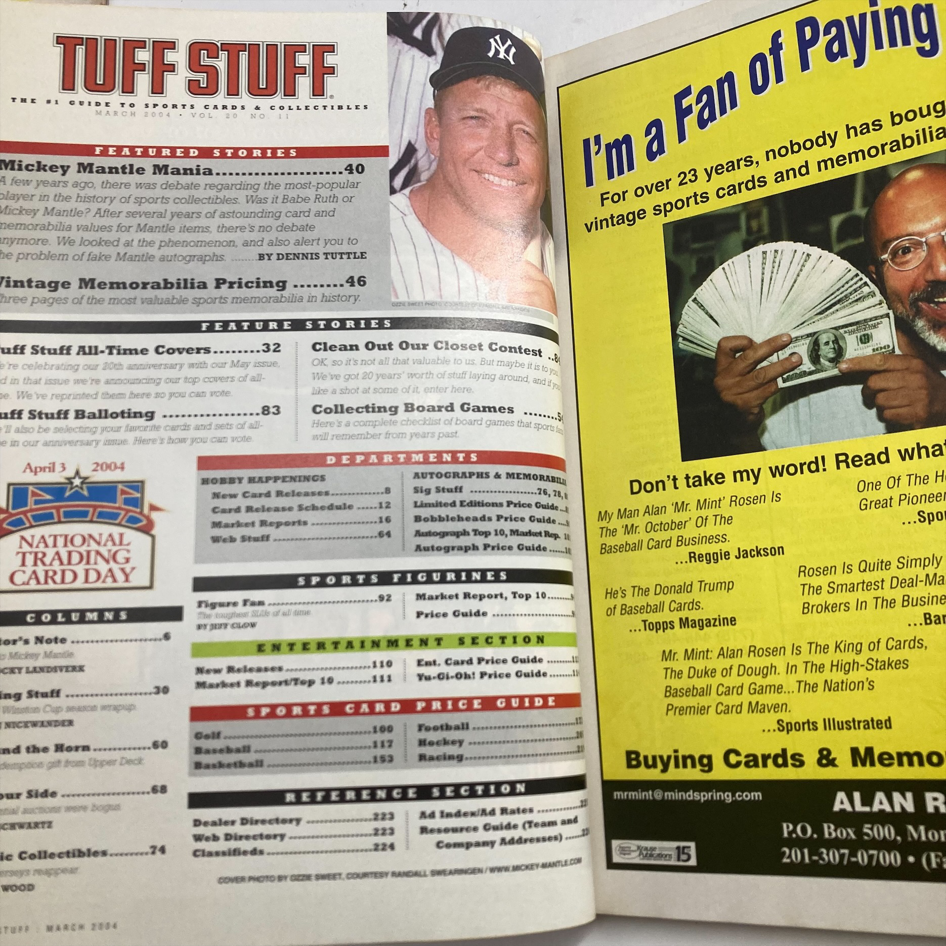 Tuff Stuff Magazine March 2004 Vol 20 No. 11 MLB The King Mickey Mantle No Label