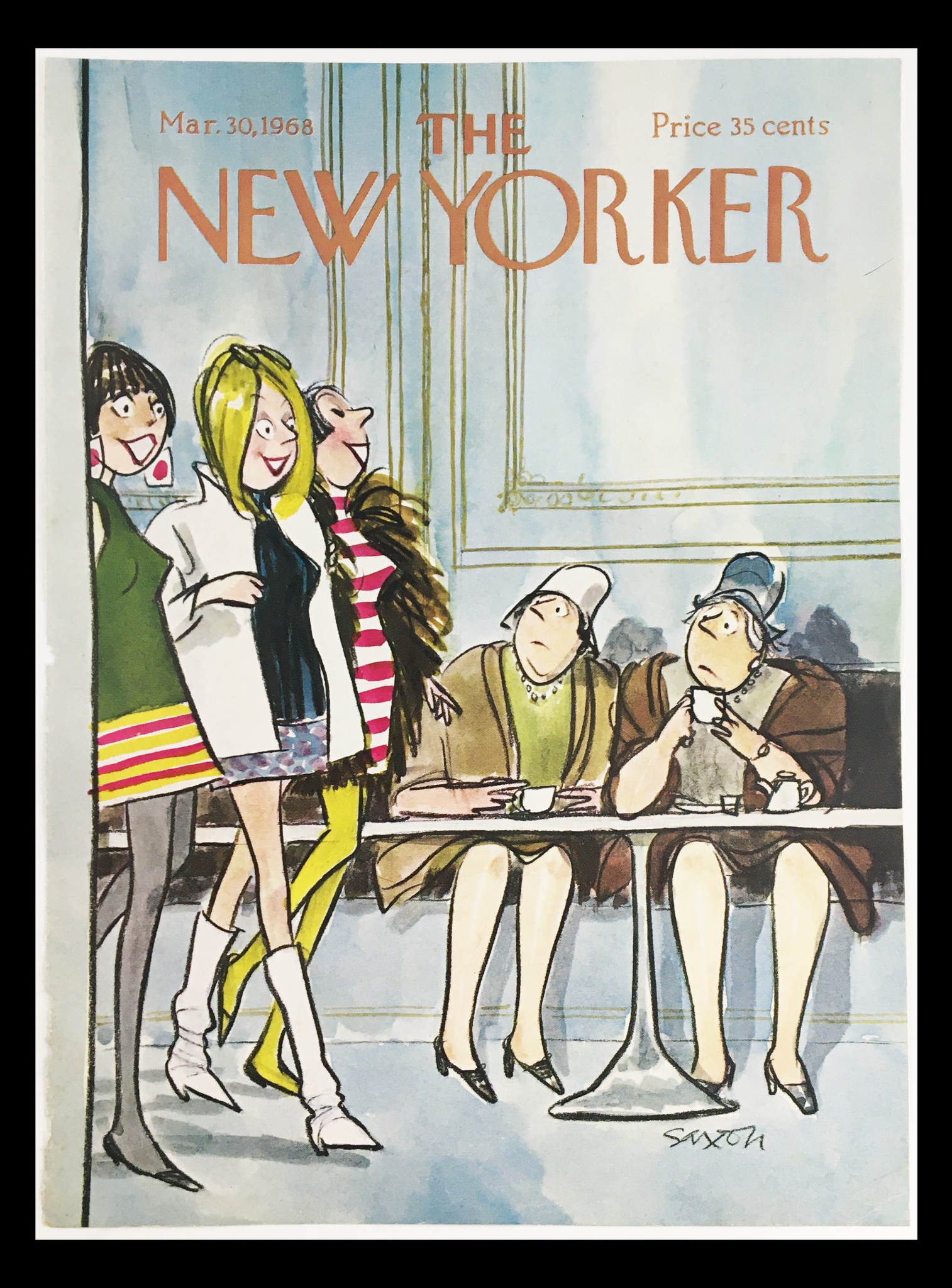 COVER ONLY The New Yorker March 30 1968 Full Cover Theme by Charles Saxon