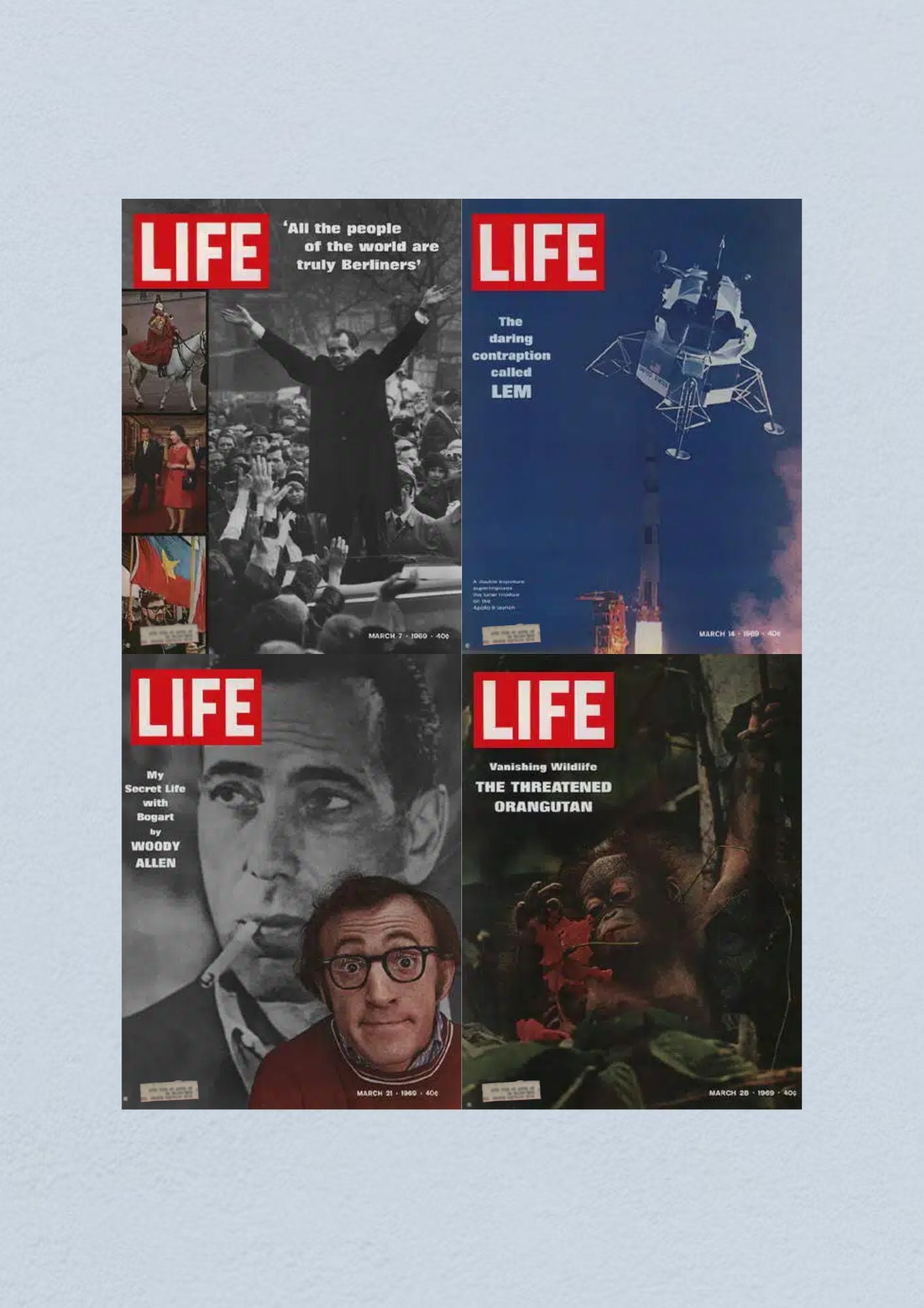 Life Magazine Lot of 4 Full Month March 1969 7, 14, 21, 28 Space Race Era