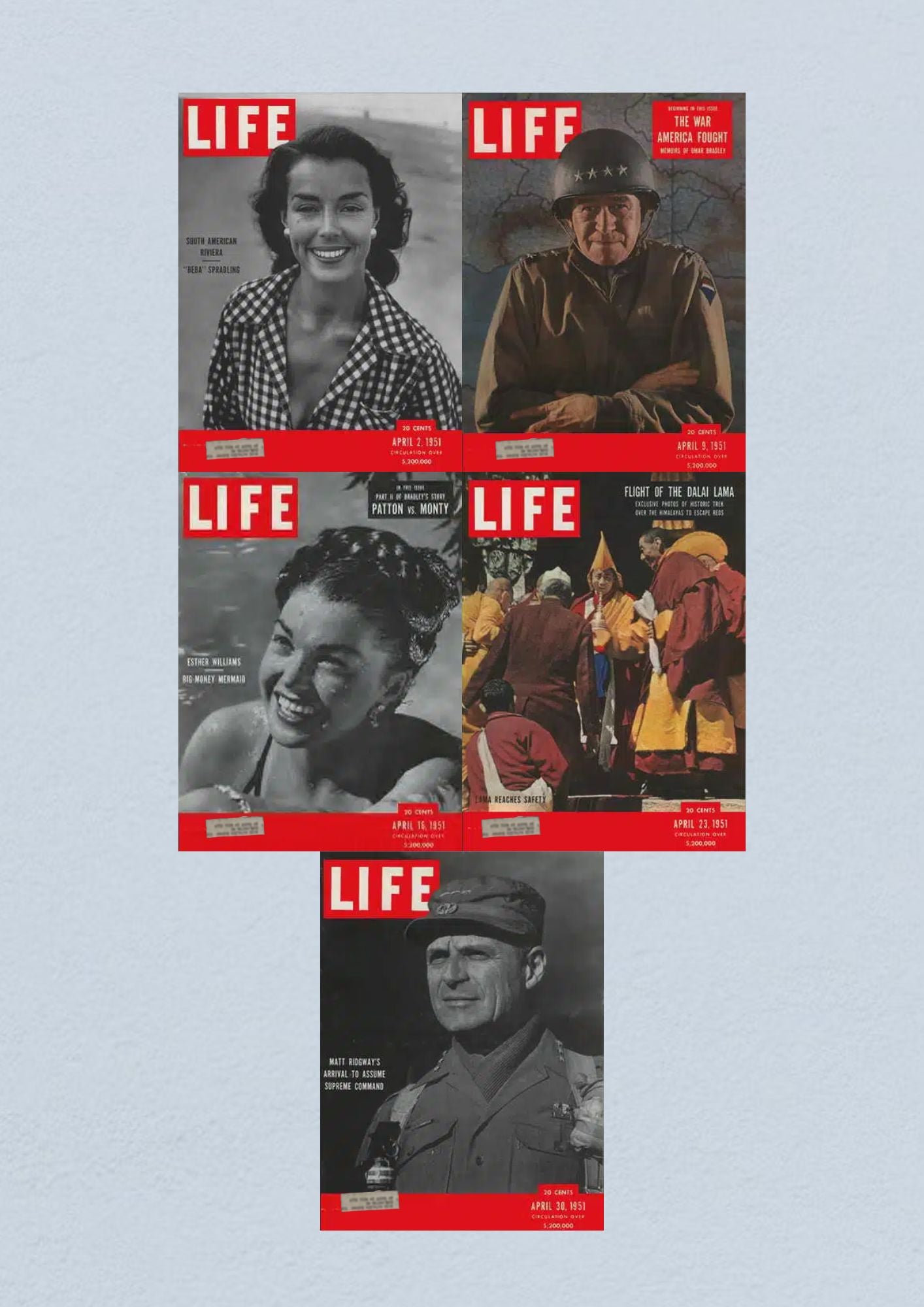 Life Magazine Lot of 5 Full Month April 1951 2, 9, 16, 23, 30