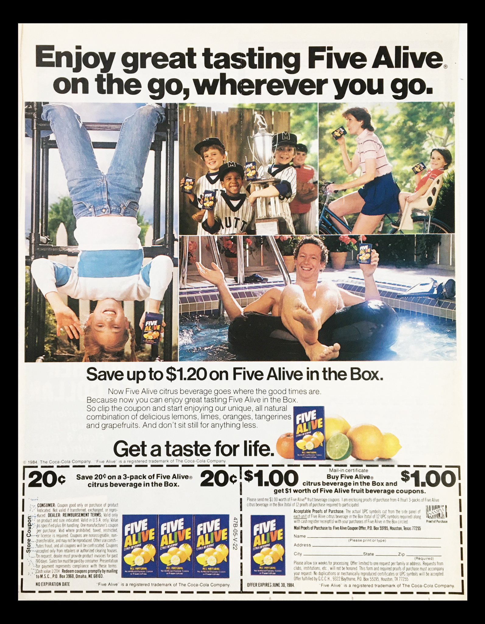 1984 Five Alive Citrus Beverage Circular Coupon Advertisement