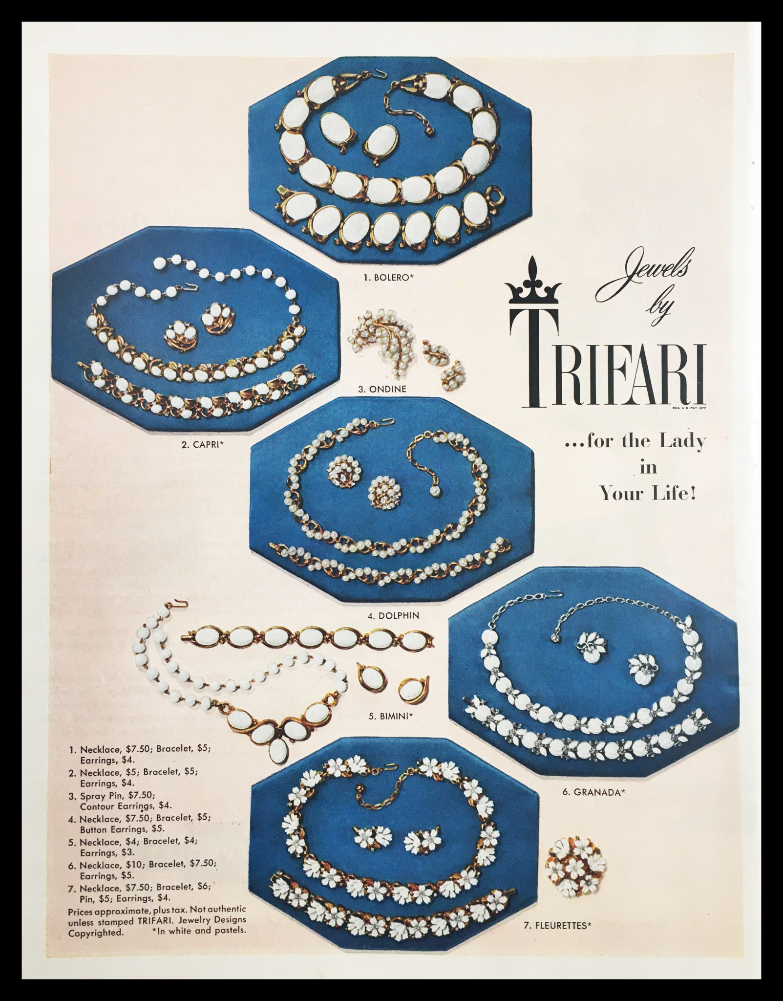 1955 Jewels by Trifari Vintage Print Ad