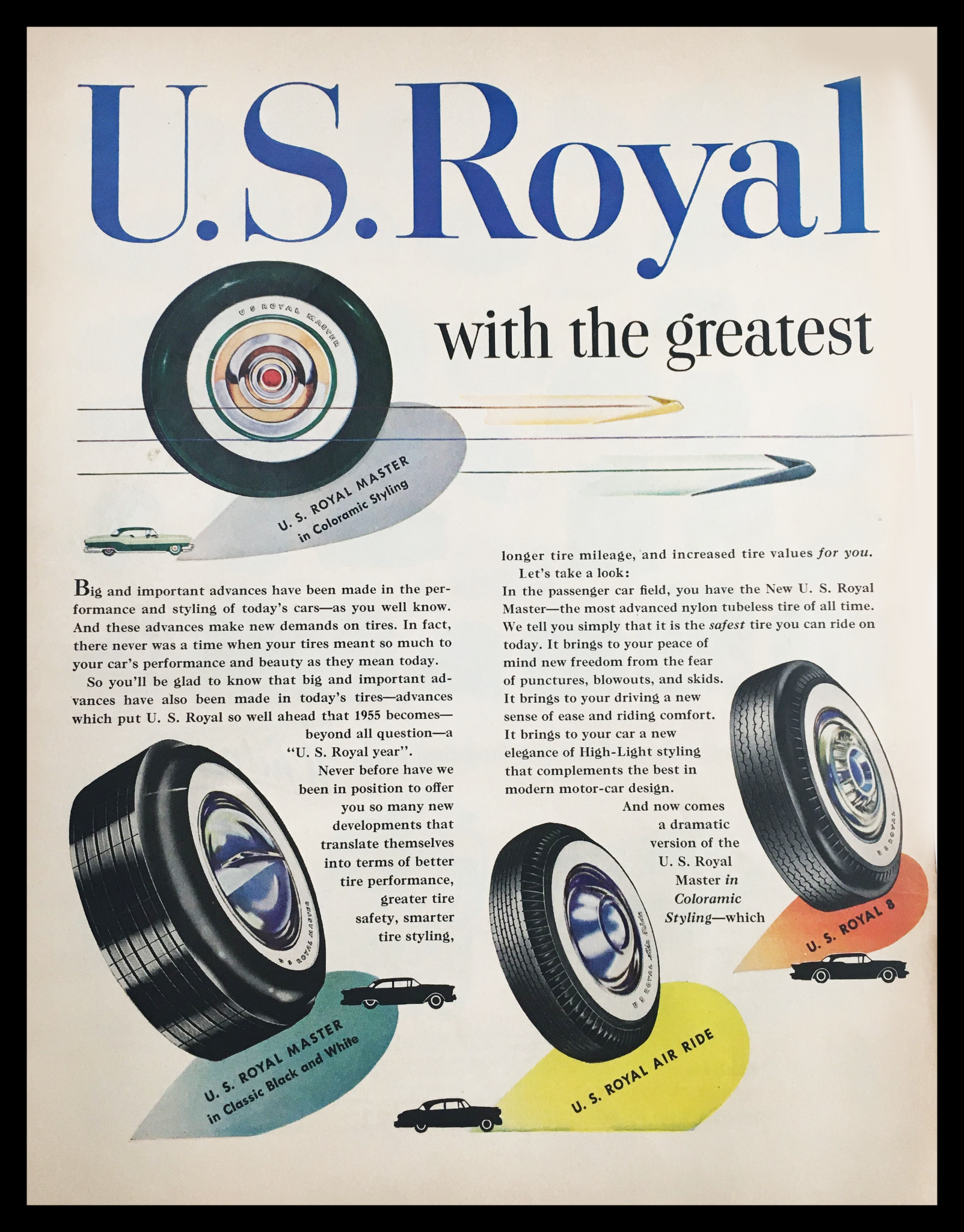 1955 U.S. Royal Master in Coloramic Styling Vintage Print Ad