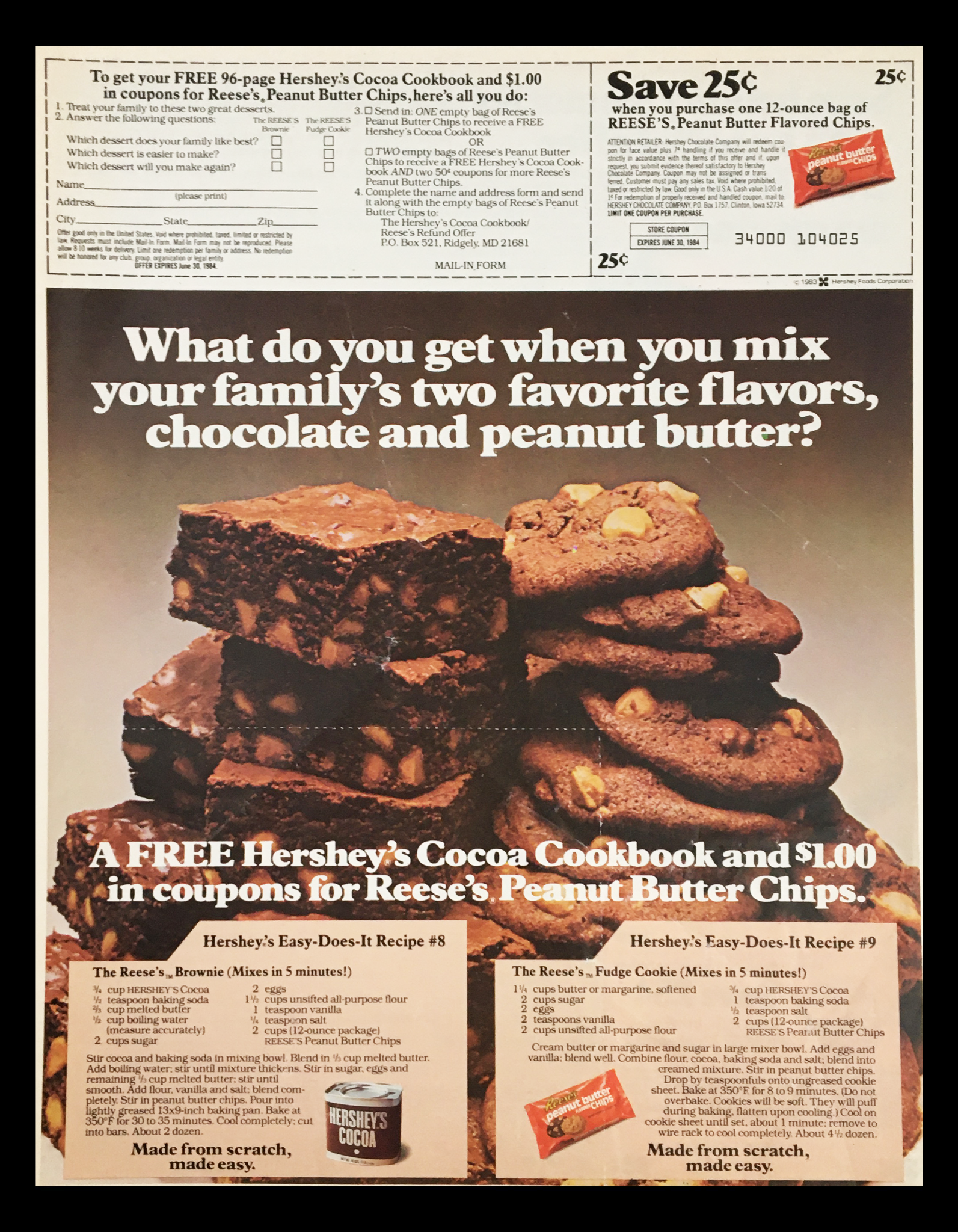 1983 Reese's Peanut Butter Chips Circular Coupon Advertisement