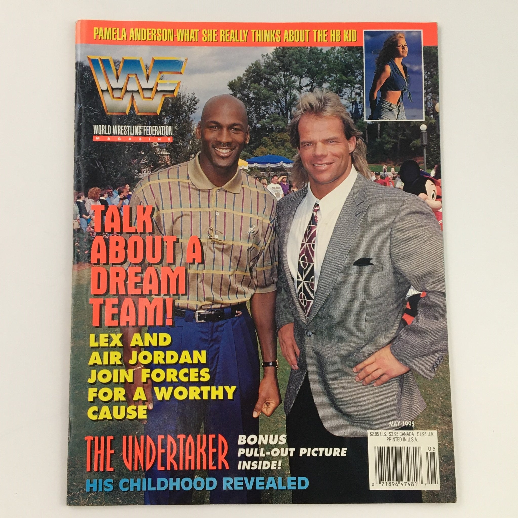 WWF Magazine May 1995 Lex Luger & Michael Jordan, No Label w Poster