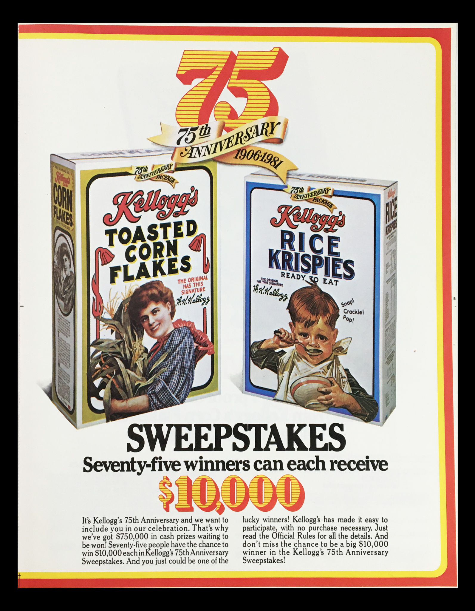 1984 Kellogg's Cereals Sweepstakes Circular Coupon Advertisement