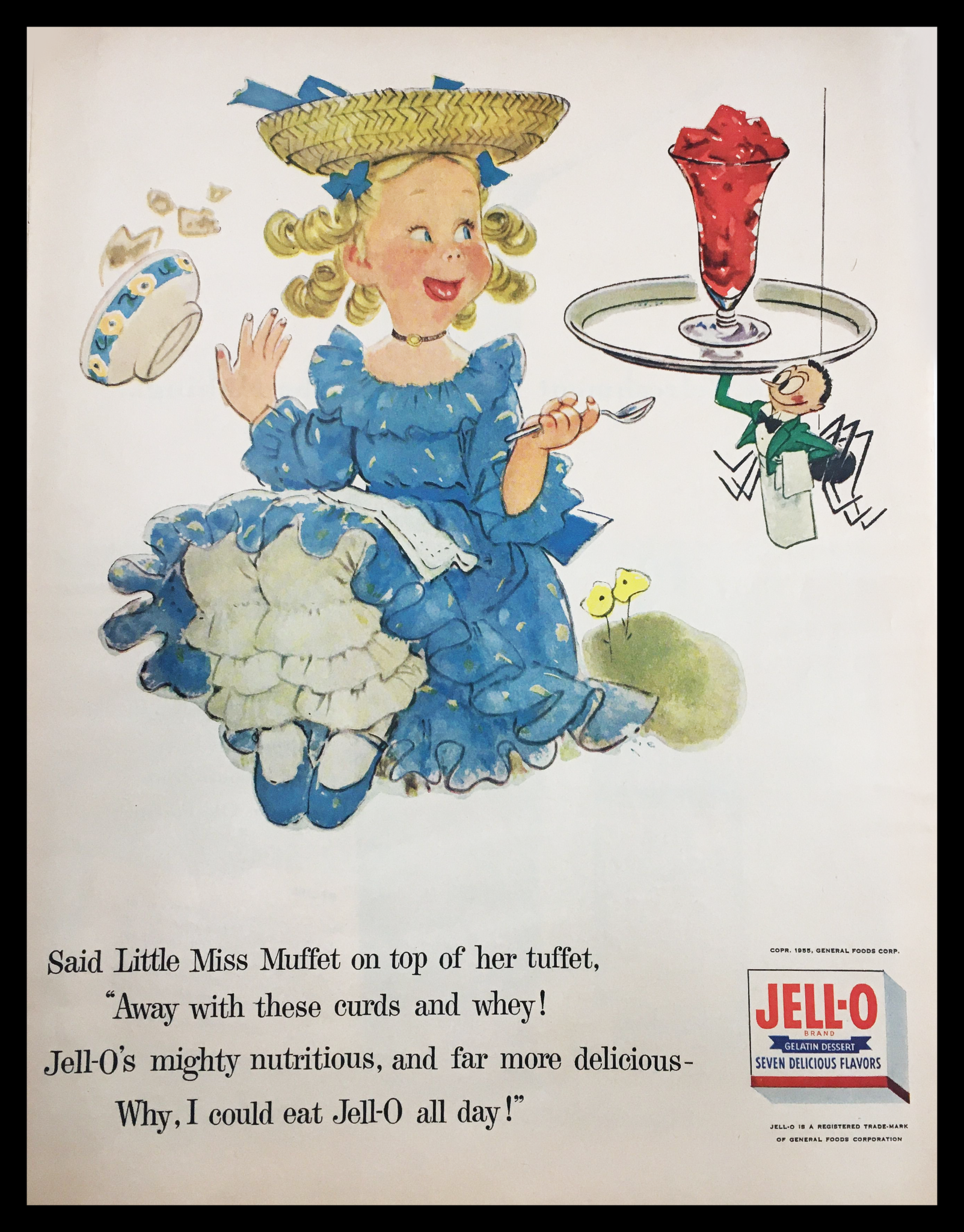 1955 Jello Brand Gelatin Dessert Vintage Print Ad