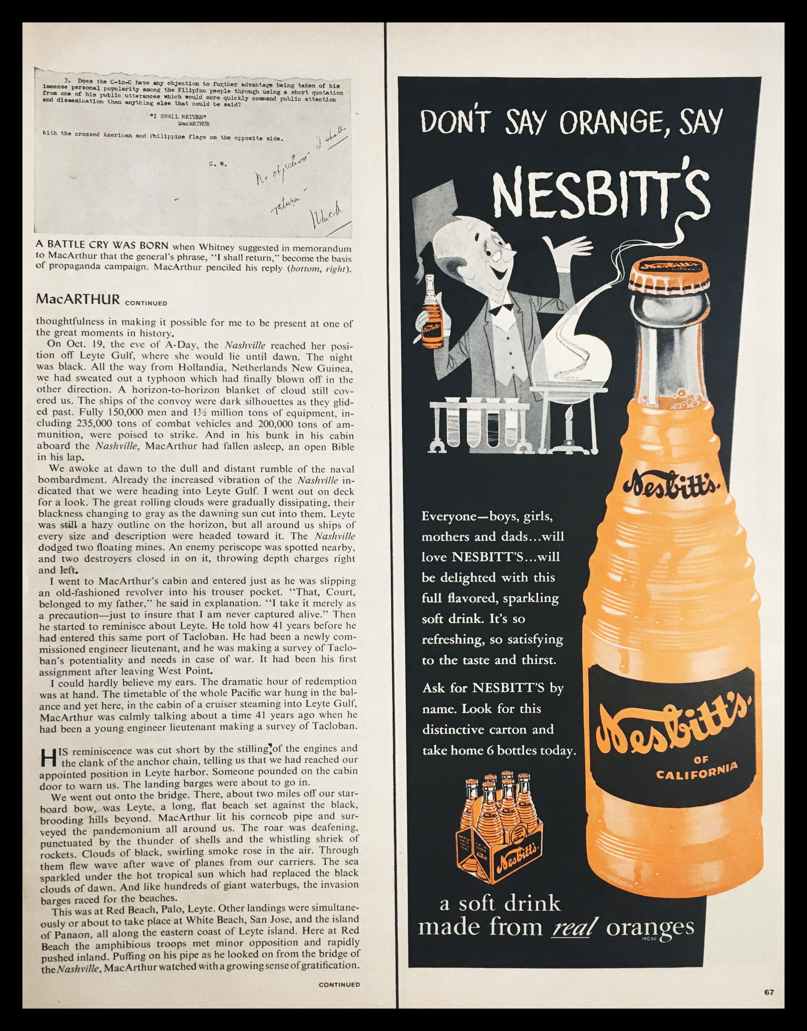 1955 Nesbitt's of California Real Oranges Soft Drink Vintage Print Ad