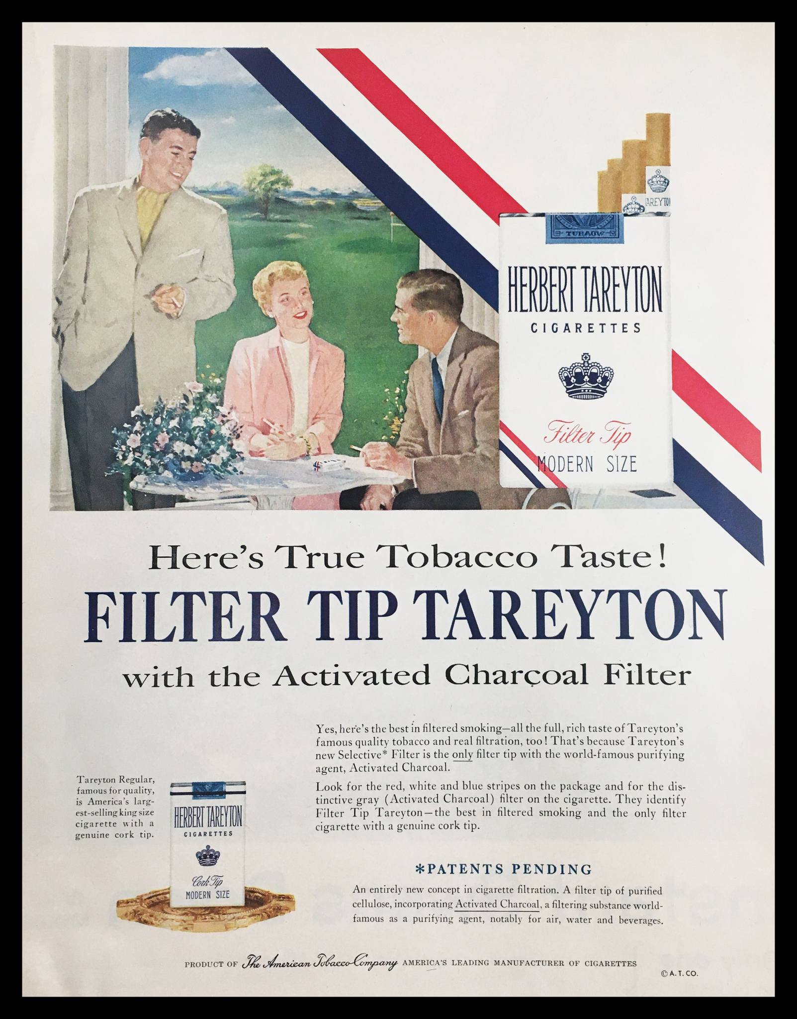 1955 Herbert Tareyton Cigarettes Vintage Print Ad