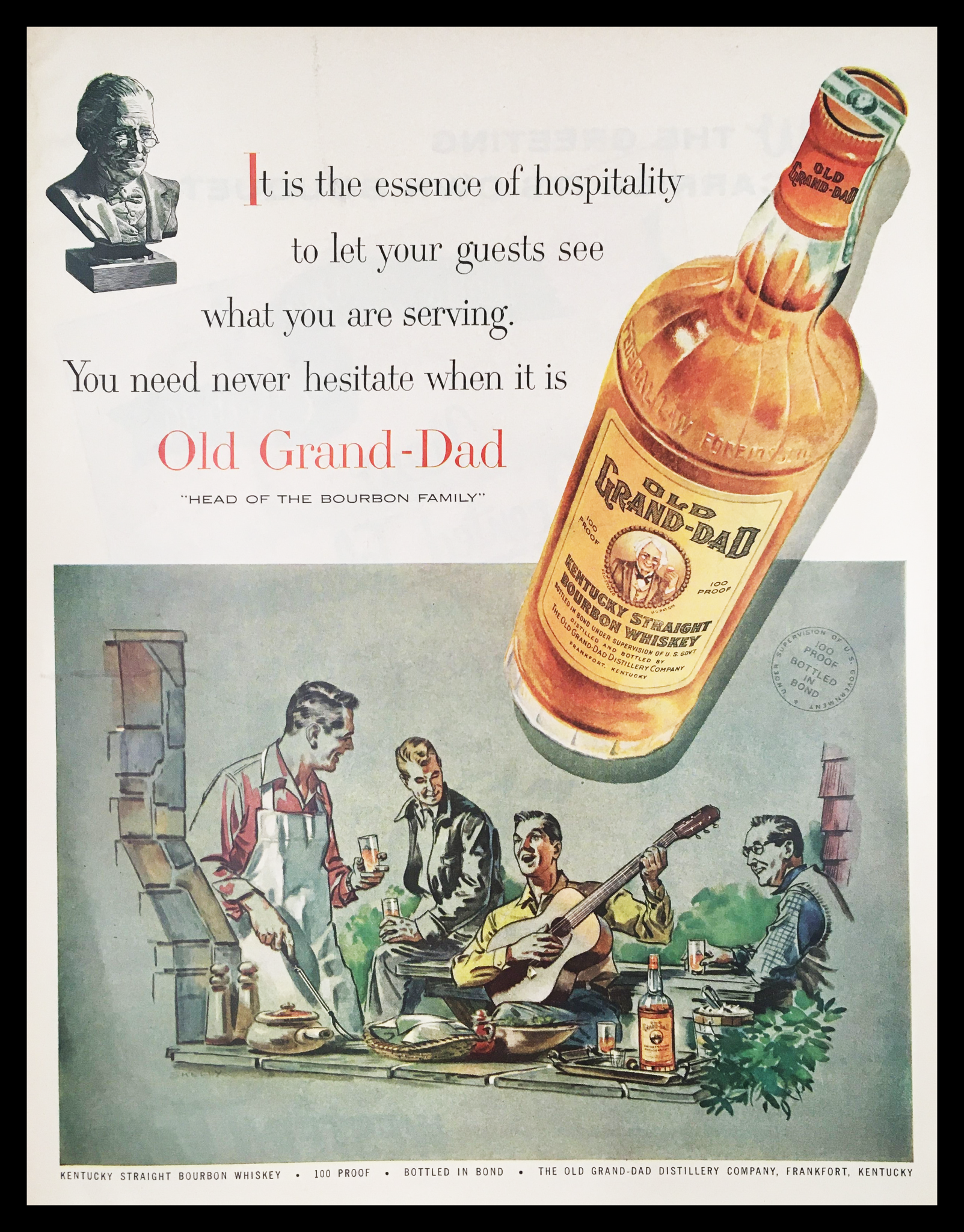 1955 Old Grand-Dad Bourbon Whiskey Vintage Print Ad