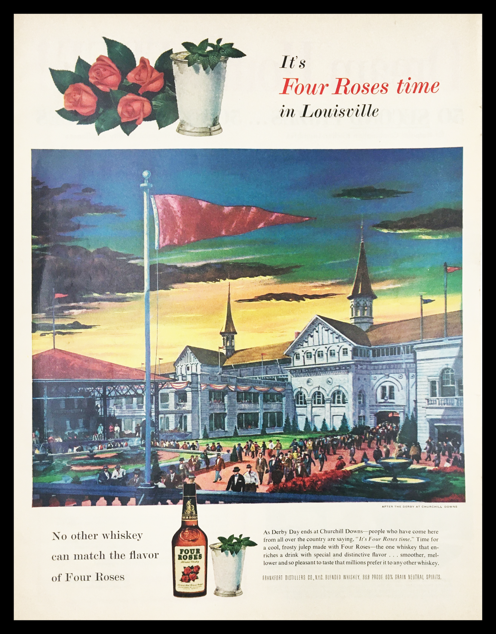 1955 Four Roses Blended Whisky Vintage Print Ad