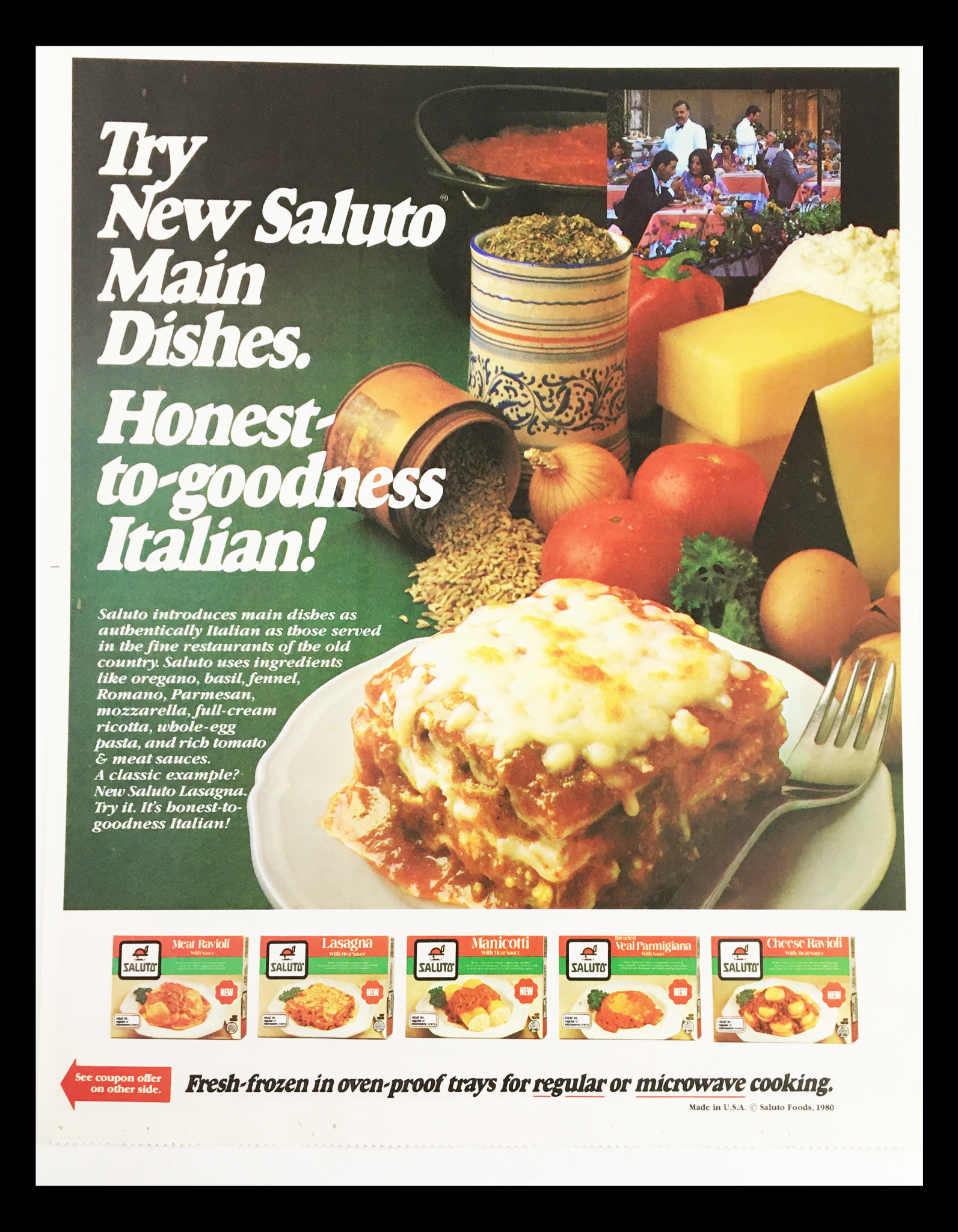 1981 Saluto Italian Main Dishes Circular Coupon Advertisement