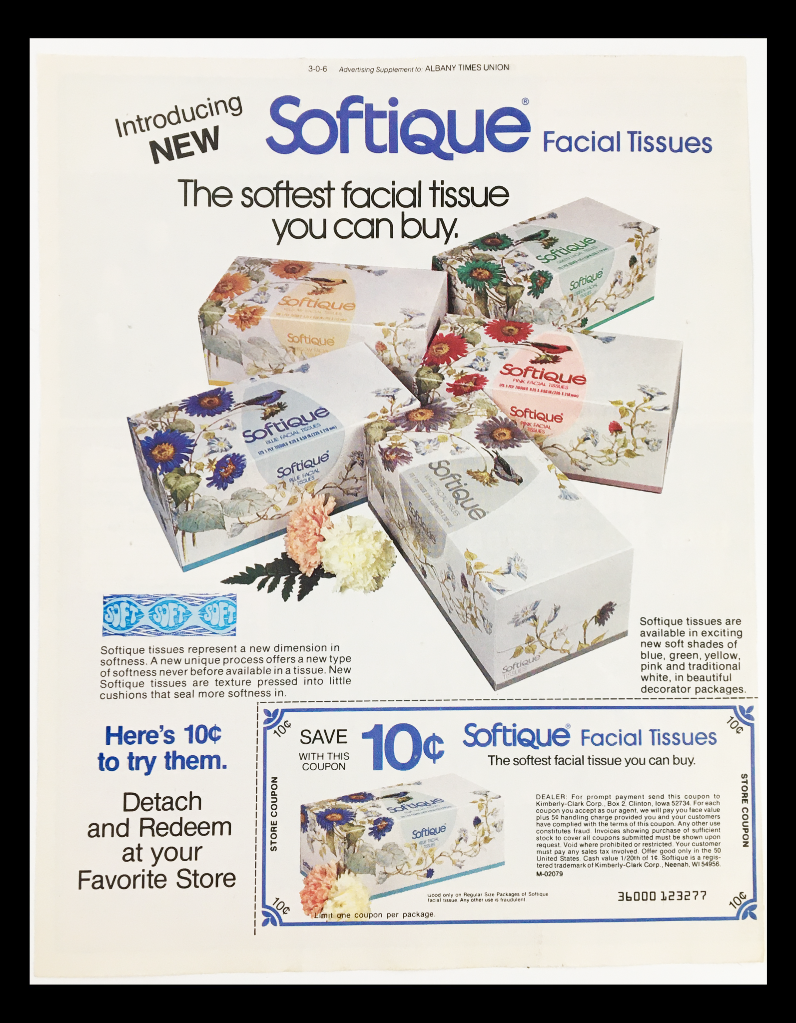 1981 Softique Facial Tissues Circular Coupon Advertisement