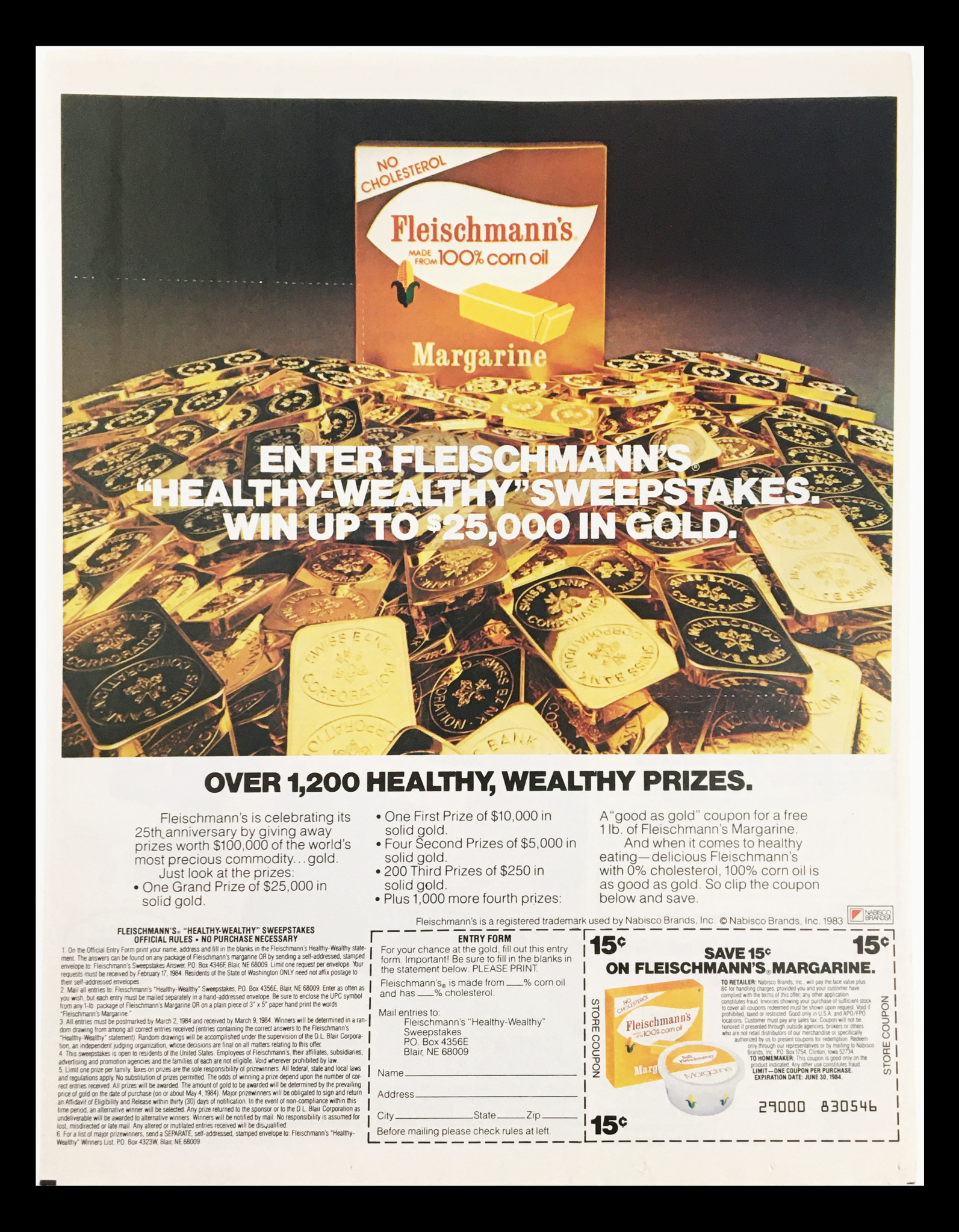 1983 Fleischmann's 100% Corn Oil Margarine Circular Coupon Advertisement