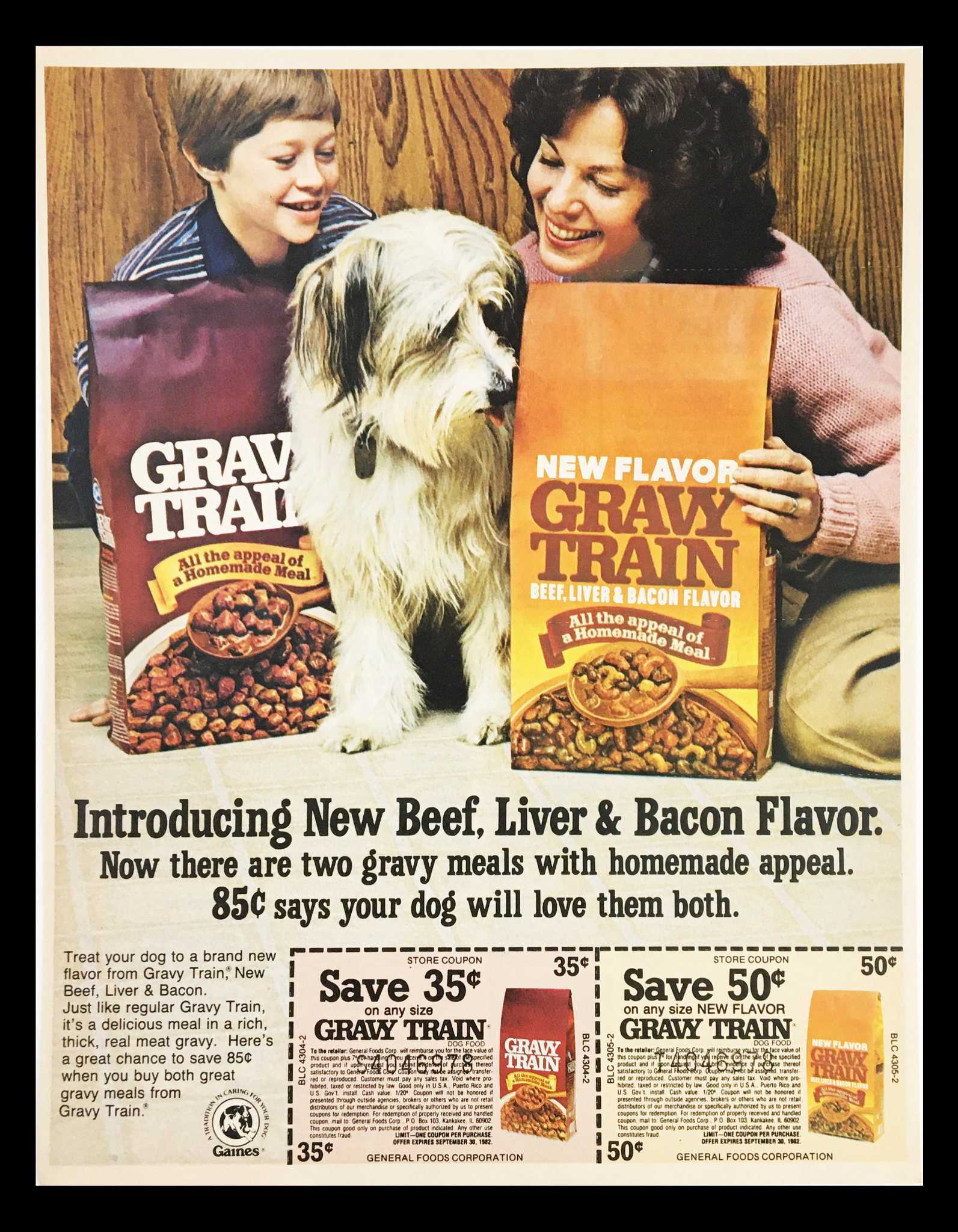 1982 Gravy Train Dog Homemade Meal Circular Coupon Advertisement