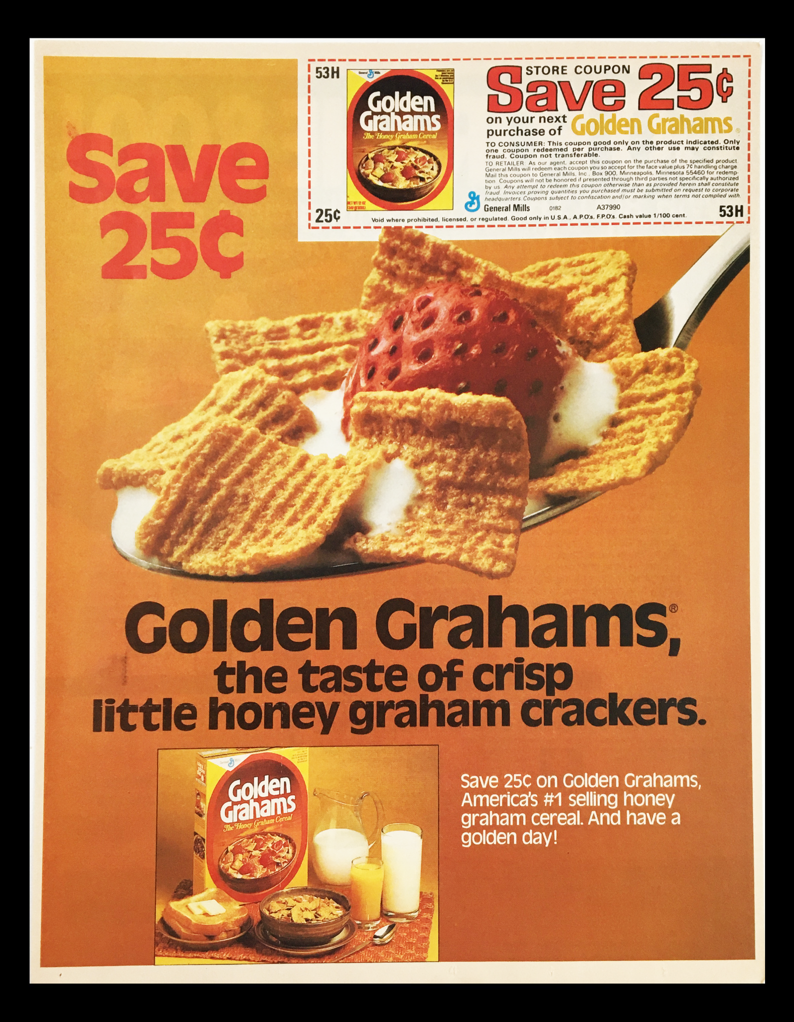 1982 Golden Grahams Honey Crackers Circular Coupon Advertisement