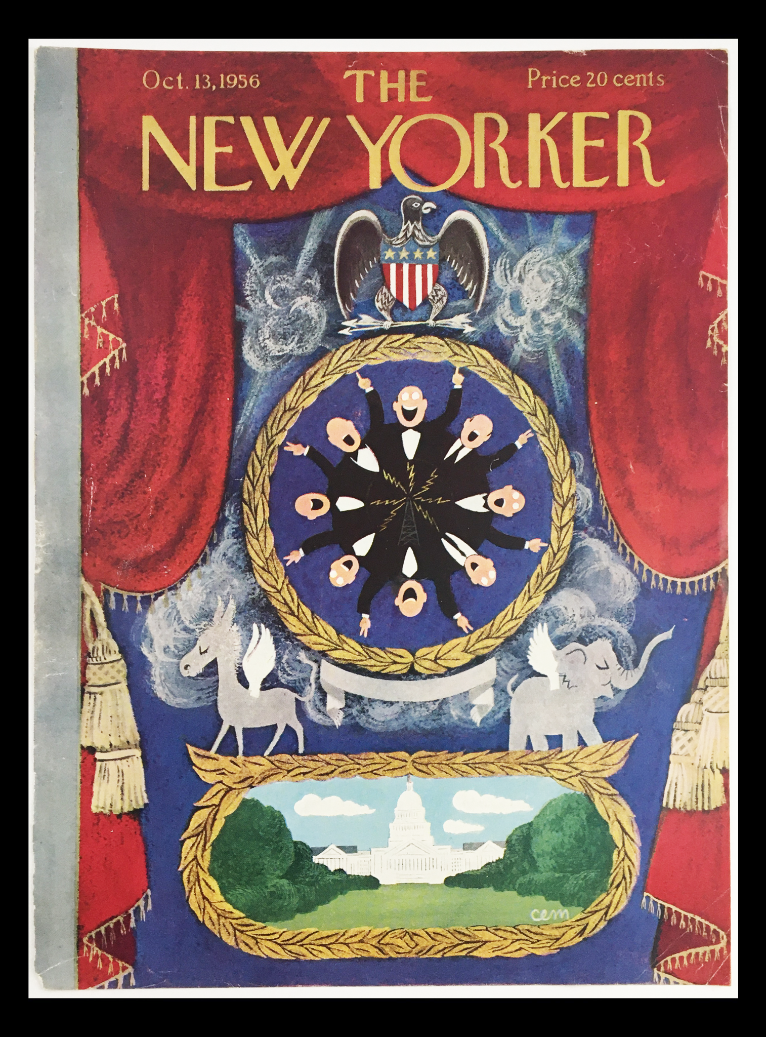 COVER ONLY The New Yorker October 13 1956 Full Cover Theme by Charles E. Martin