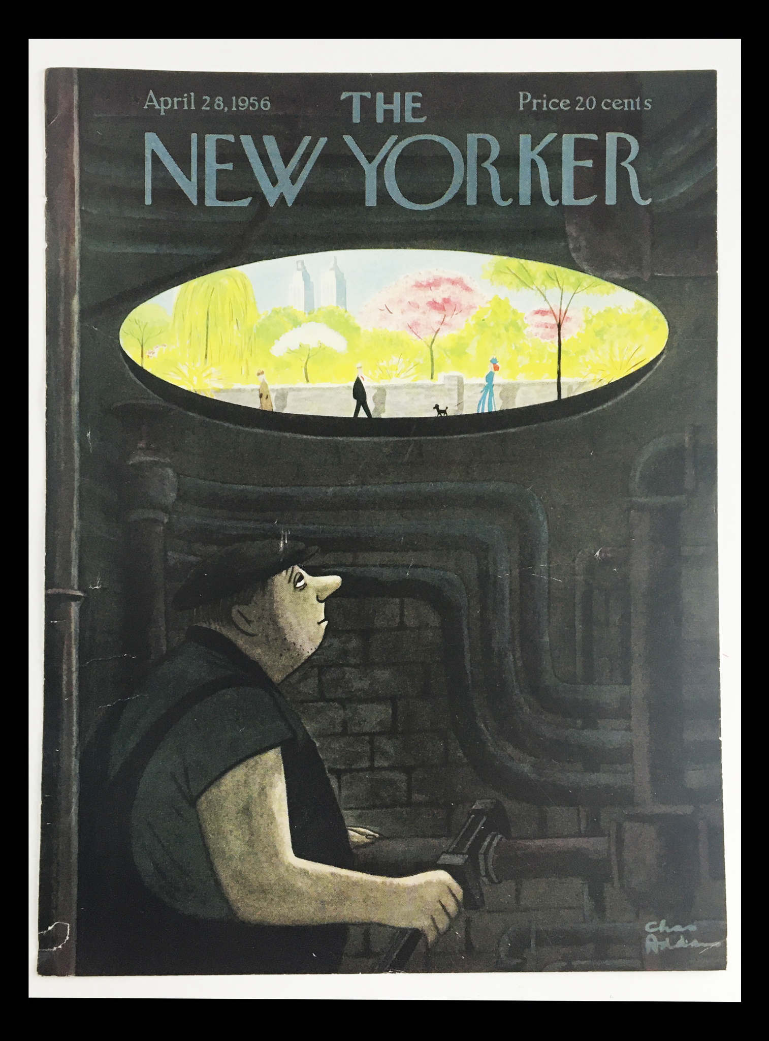 COVER ONLY The New Yorker April 28 1956 Full Cover Theme by Chas Addams