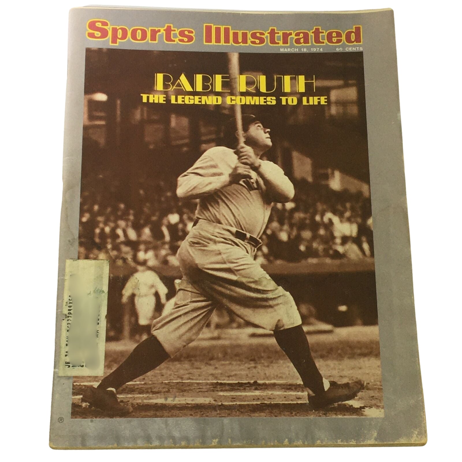 Cover of Sports Illustrated magazine from March 18, 1974, highlighting Babe Ruth with the title 'Babe Ruth: The Legend Comes to Life'. This magazine is part of a lot featuring Baseball Legends and History from the 1960s to 1990s.