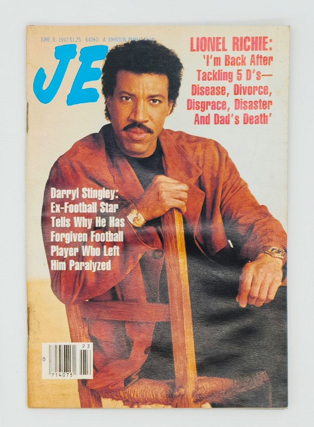 VTG Jet Magazine June 8 1992 Lionel Richie Cover and Darryl Stingley No Label