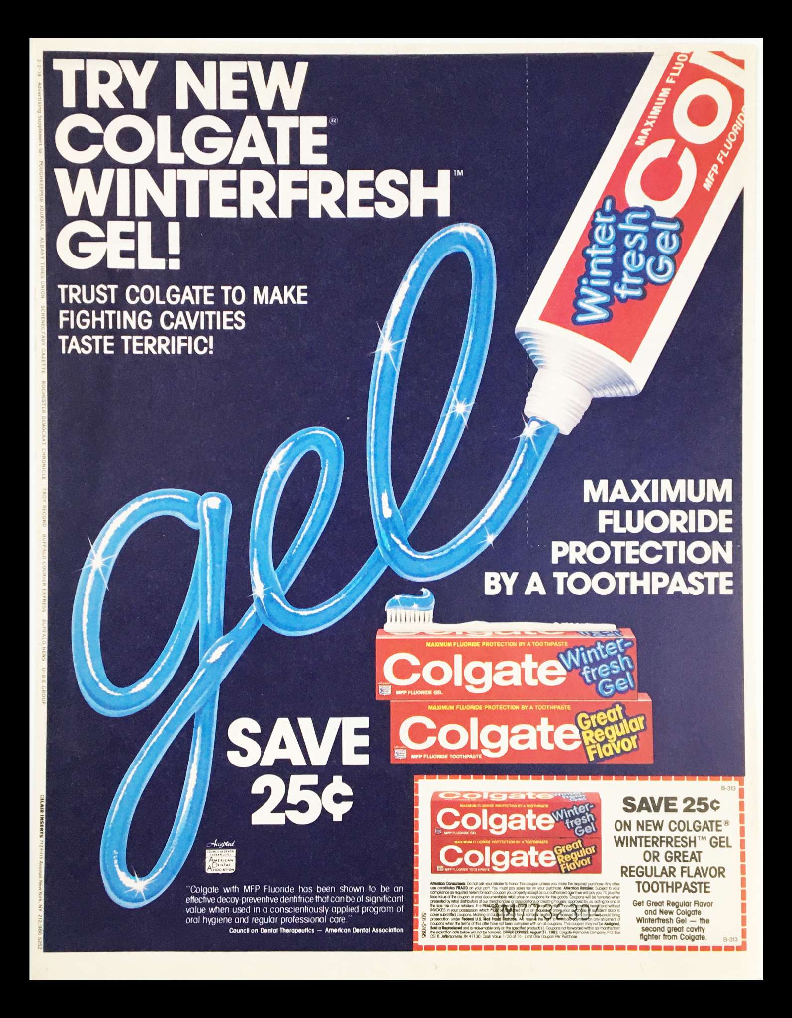 1981 Colgate Winterfresh Gel Toothpaste Circular Coupon Advertisement