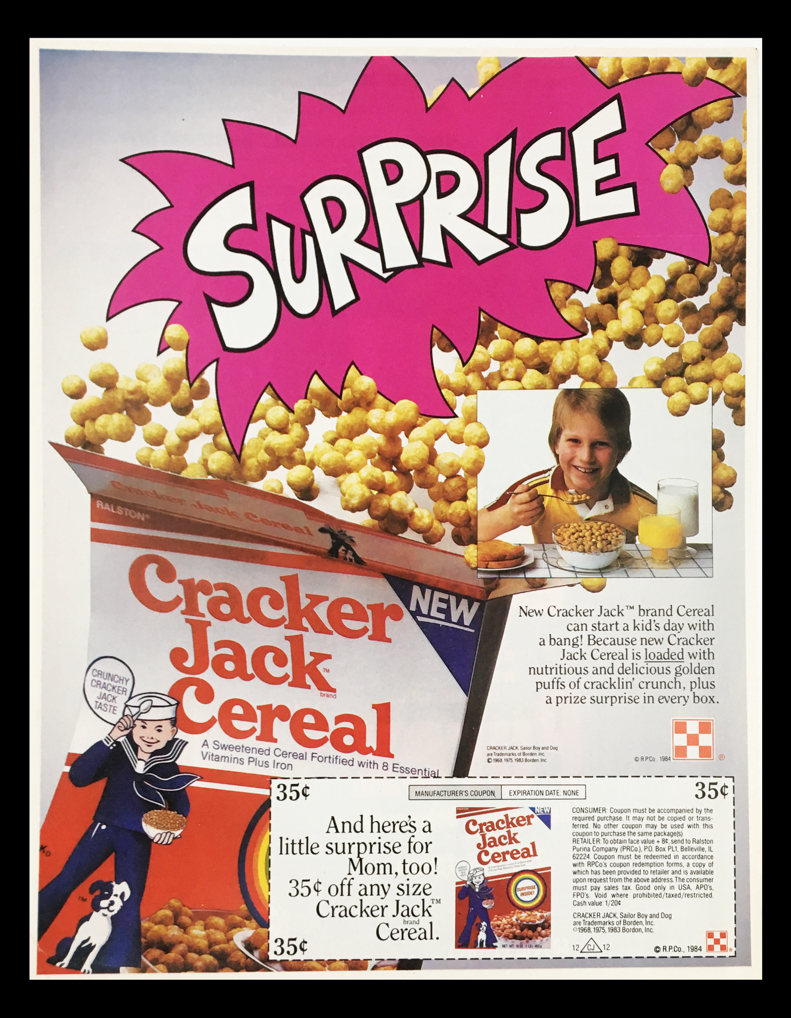 1984 Cracker Jack Cereal Circular Coupon Advertisement