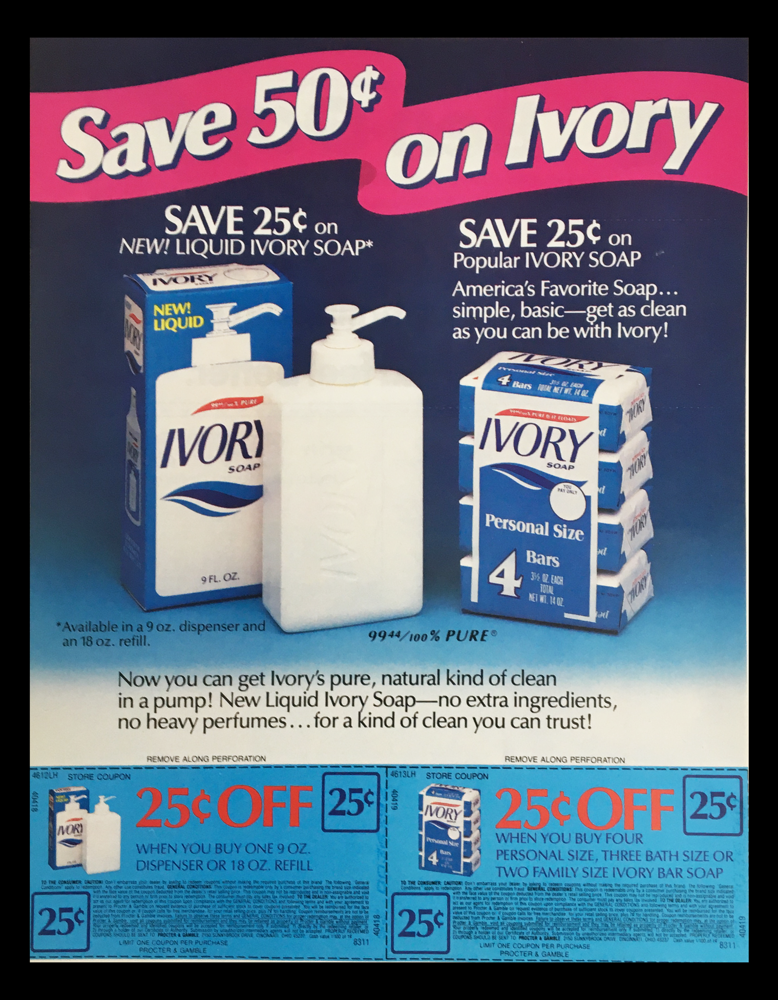 1984 Ivory Liquid and Bar Soap Circular Coupon Advertisement