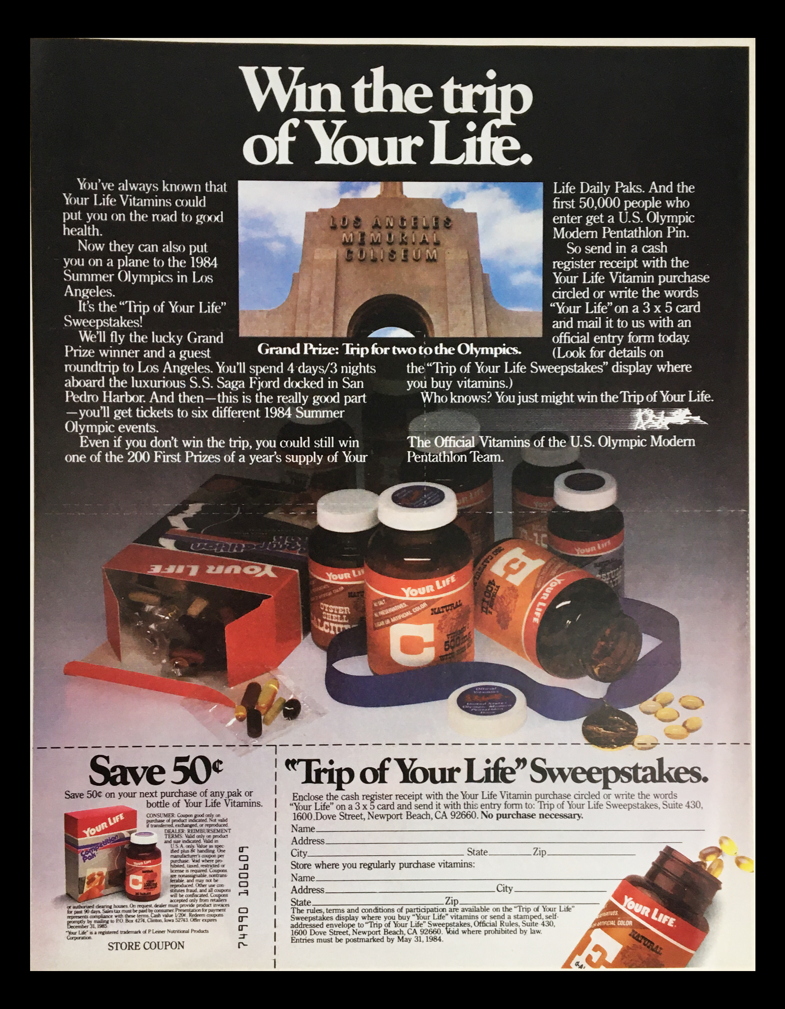 1984 Trip of Your Life Sweepstakes Circular Coupon Advertisement