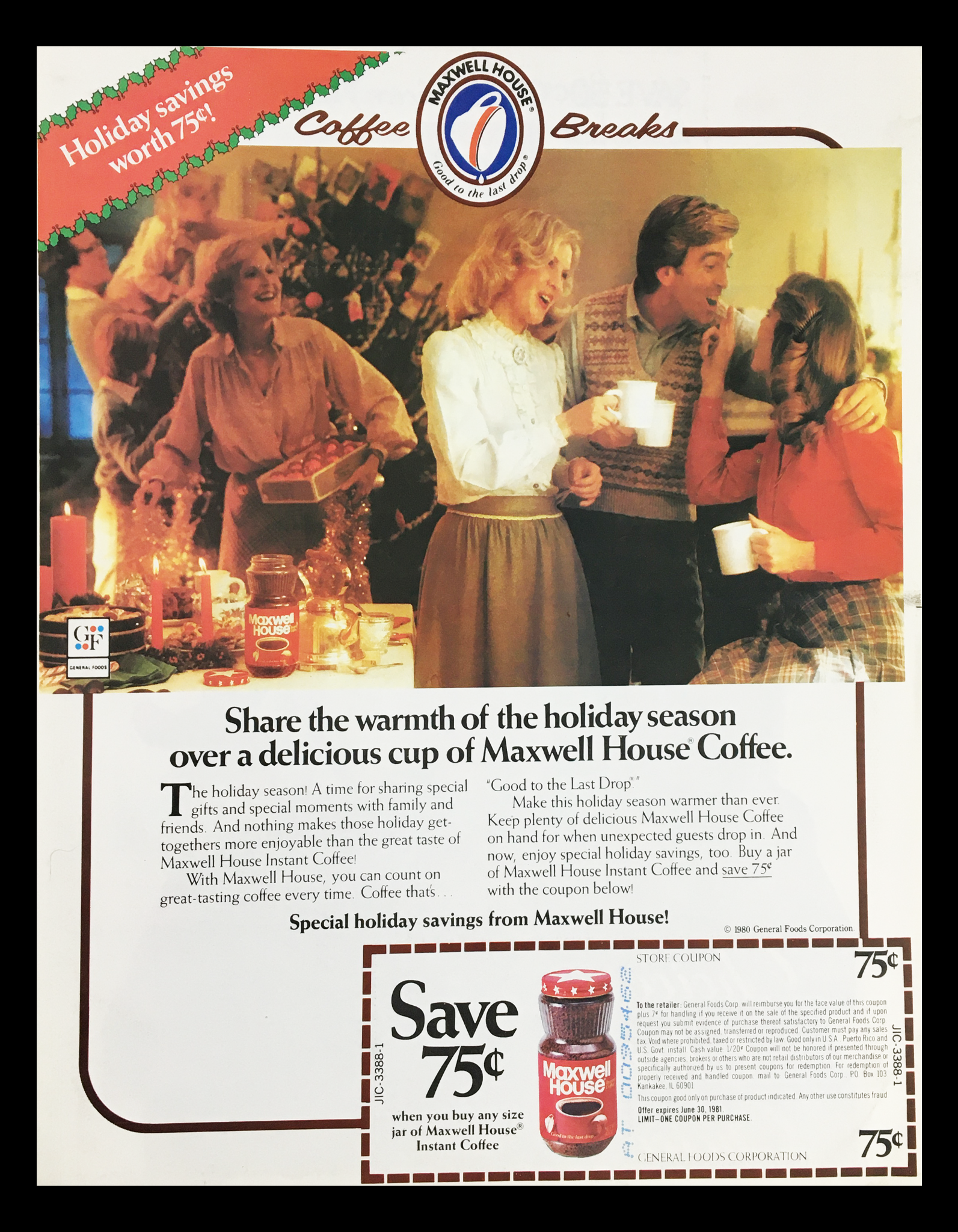 1981 Maxwell House Coffee Circular Coupon Advertisement