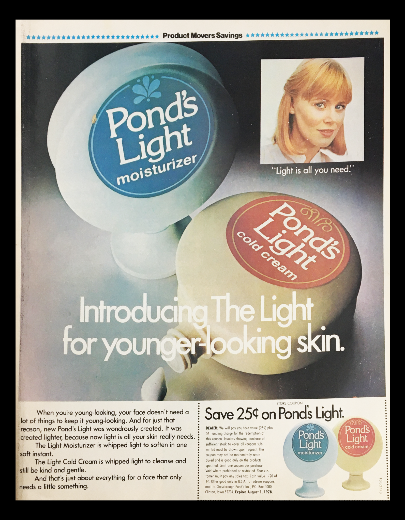 1978 Pond's Cold Cream & Plush Terry Lounger Circular Coupon Advertisement