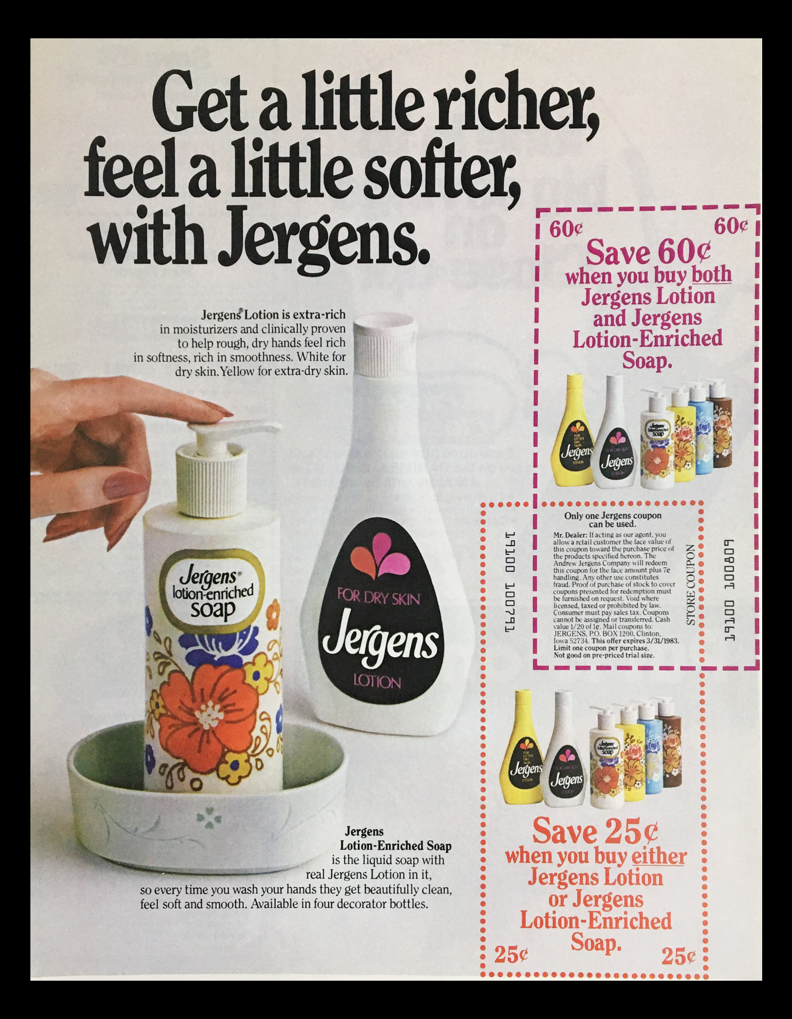 1983 Jergens Lotion-Enriched Soap Circular Coupon Advertisement