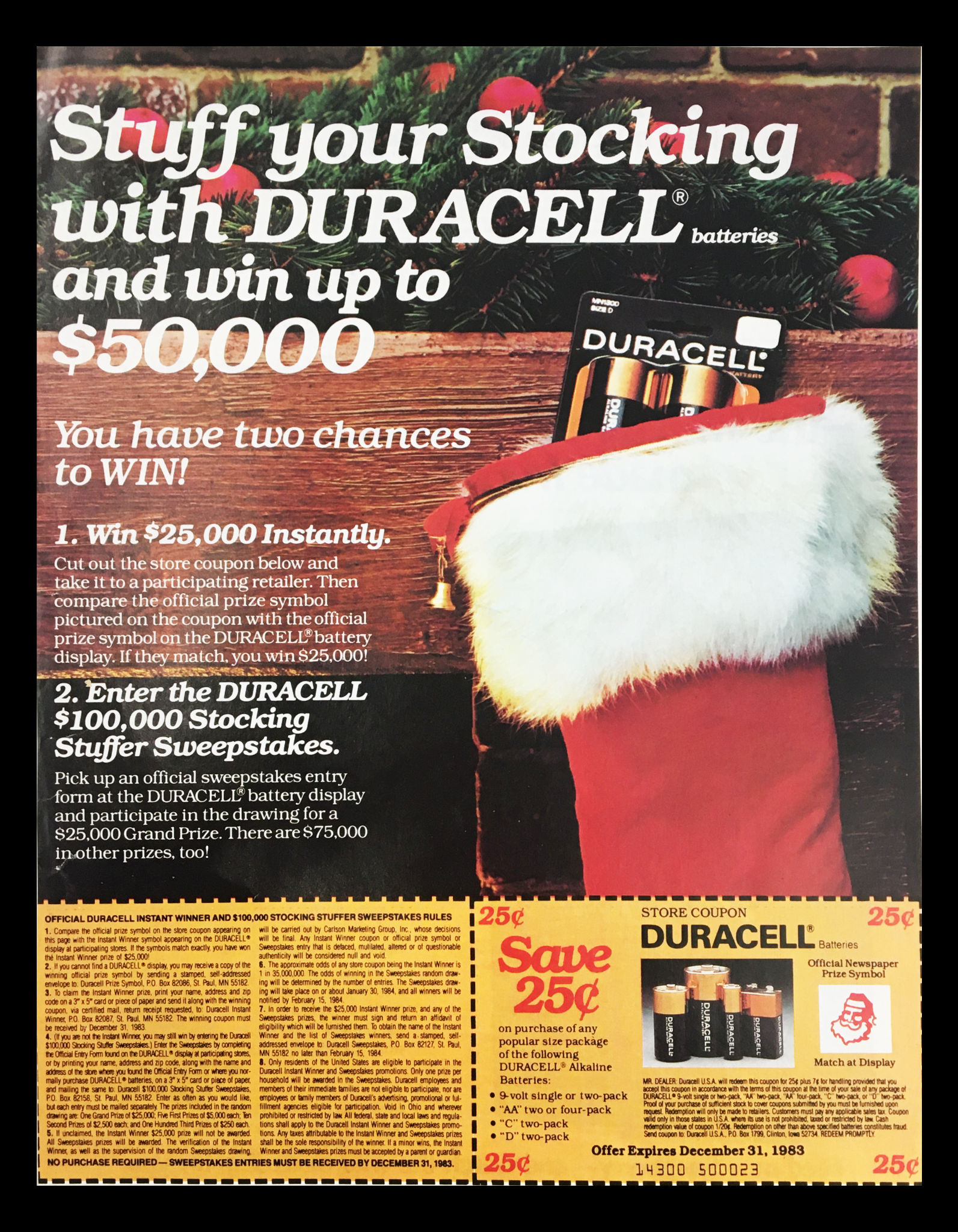 1983 Duracell Batteries Circular Coupon Advertisement