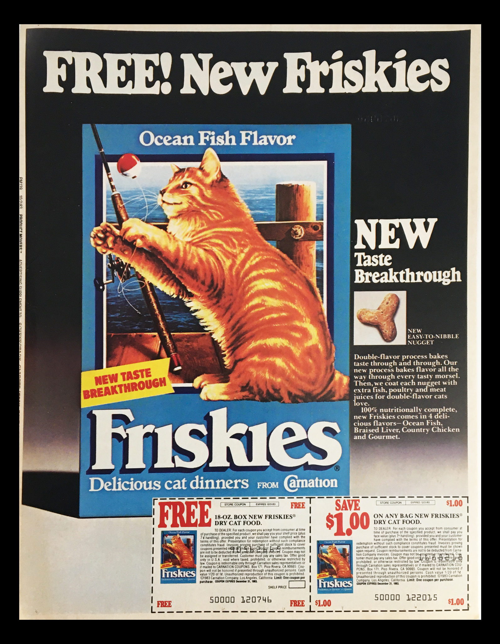 1983 Friskies Delicious Cat Dinners Circular Coupon Advertisement