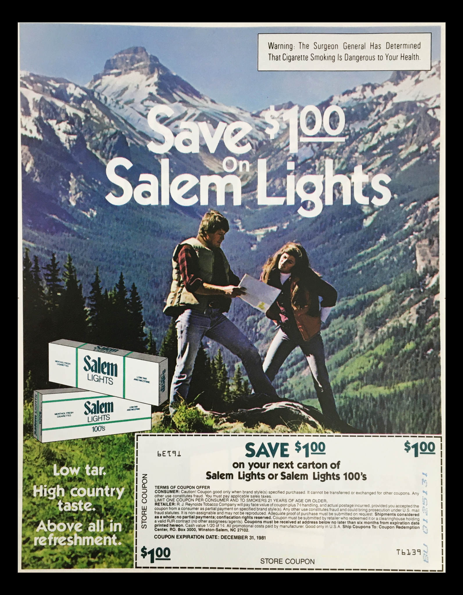 1981 Salem Lights Menthols Circular  Advertisement