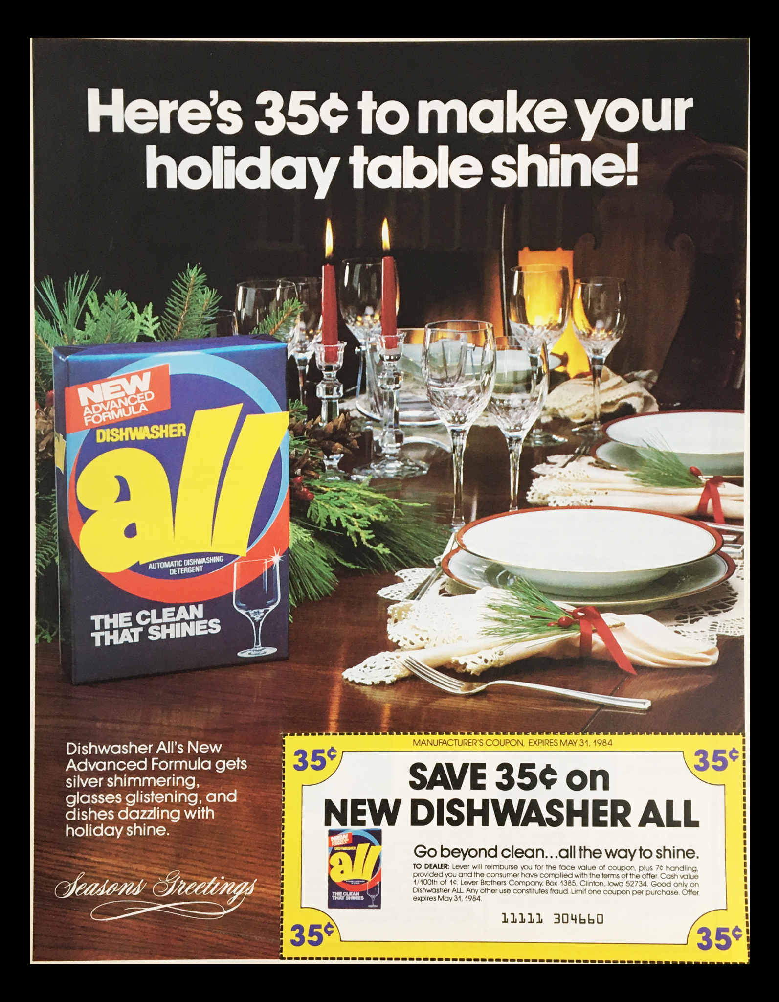 1984 Dishwasher All Automatic Dish Detergent Circular Coupon Advertisement